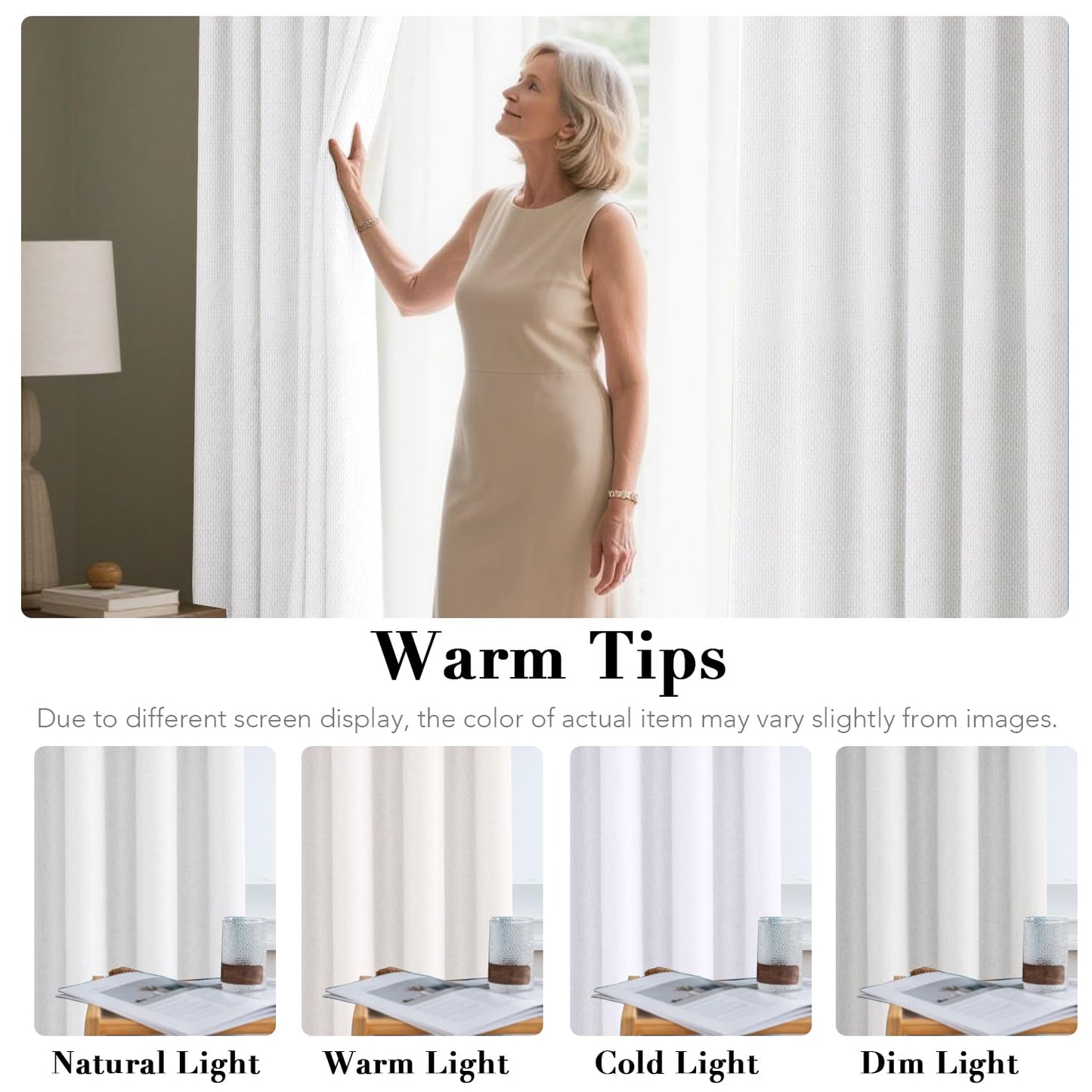 H.VERSAILTEX Linen Blackout Curtain 63 Inches Long for Bedroom/Living Room Thermal Insulated Grommet Linen Curtain Drapes Primitive Textured Burlap Effect Window Drapes 1 Panel - Heather Pure White