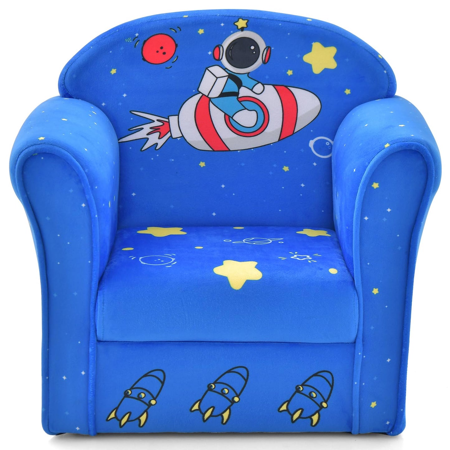 INFANS Kids Sofa, Toddler Armchair Chair with Sturdy Wood Construction Cartoon Pattern, Upholstered Children Armrest Couch for Nursery Kindergarten Playroom Preschool, Gift for Boys Girls