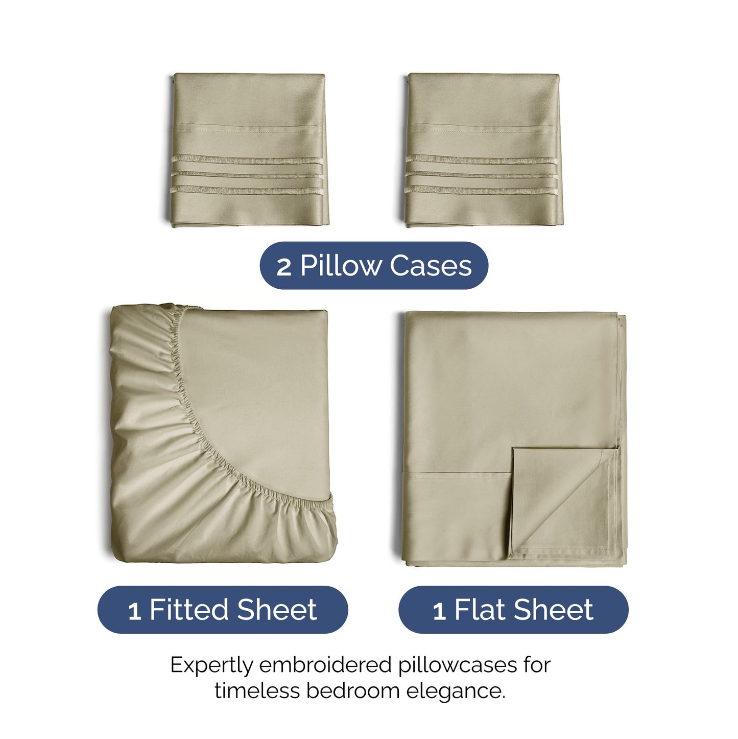 Queen Size 4 Piece Sheet Set - Ultra Soft & Cooling Bed Sheets - Fits 8 Inch to 16 inch Mattress - Wrinkle & Fade Free with Deep Pockets - Easy-Fit, Breathable & Comfy - Hotel Luxury Bedding - Taupe