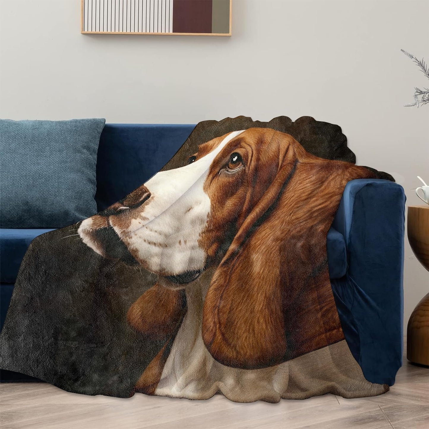 Basset Hound Theme Blanket Gifts for Women Girls, Soft Warm Lightweight Flannel Throw Blankets for Living Room Home Sofa Travel Decor 50" x 60"