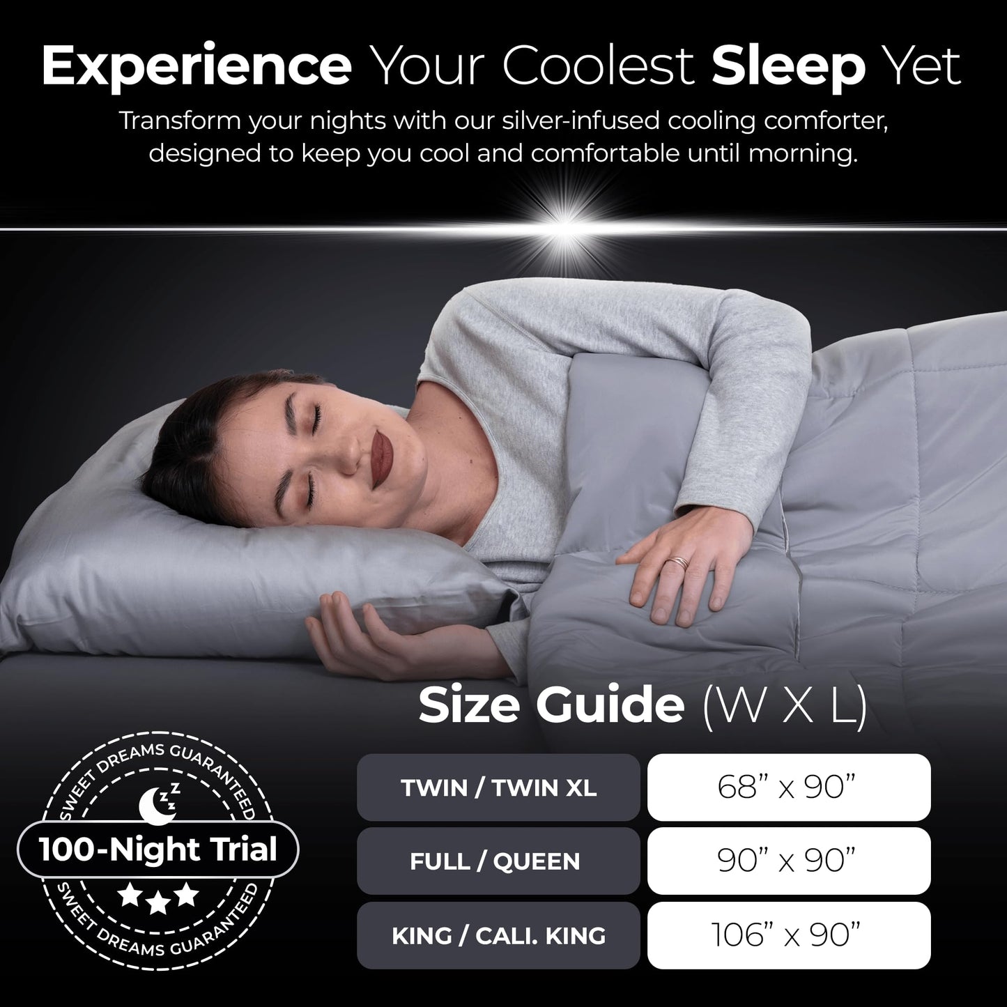 Silvery Silver-Infused Cooling Comforter – Award-Winning Self-Cooling Blanket for Hot Sleepers with Self-Cleaning Silvery Technology for Sweat-Free & Cool Sleep (Gray, Twin/Twin XL (68" x 90"))