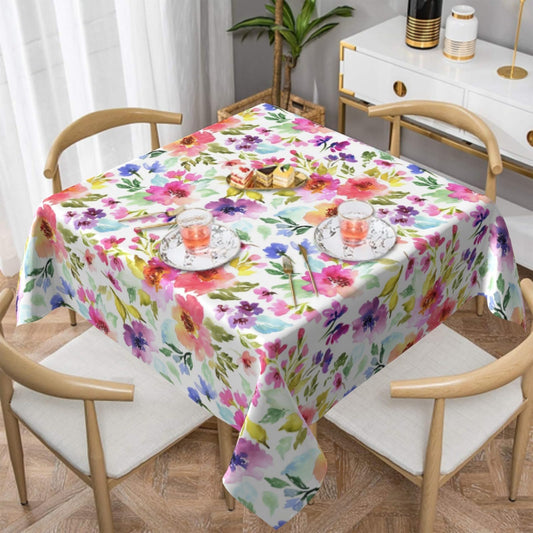 Lvhompro Spring Tablecloth 54×54 Inch Square Watercolor Floral Table Cloth Water-Resistant Spill-Proof Washable Fabric Tablecover for Kitchen Dining Party Picnic Indoor Outdoor