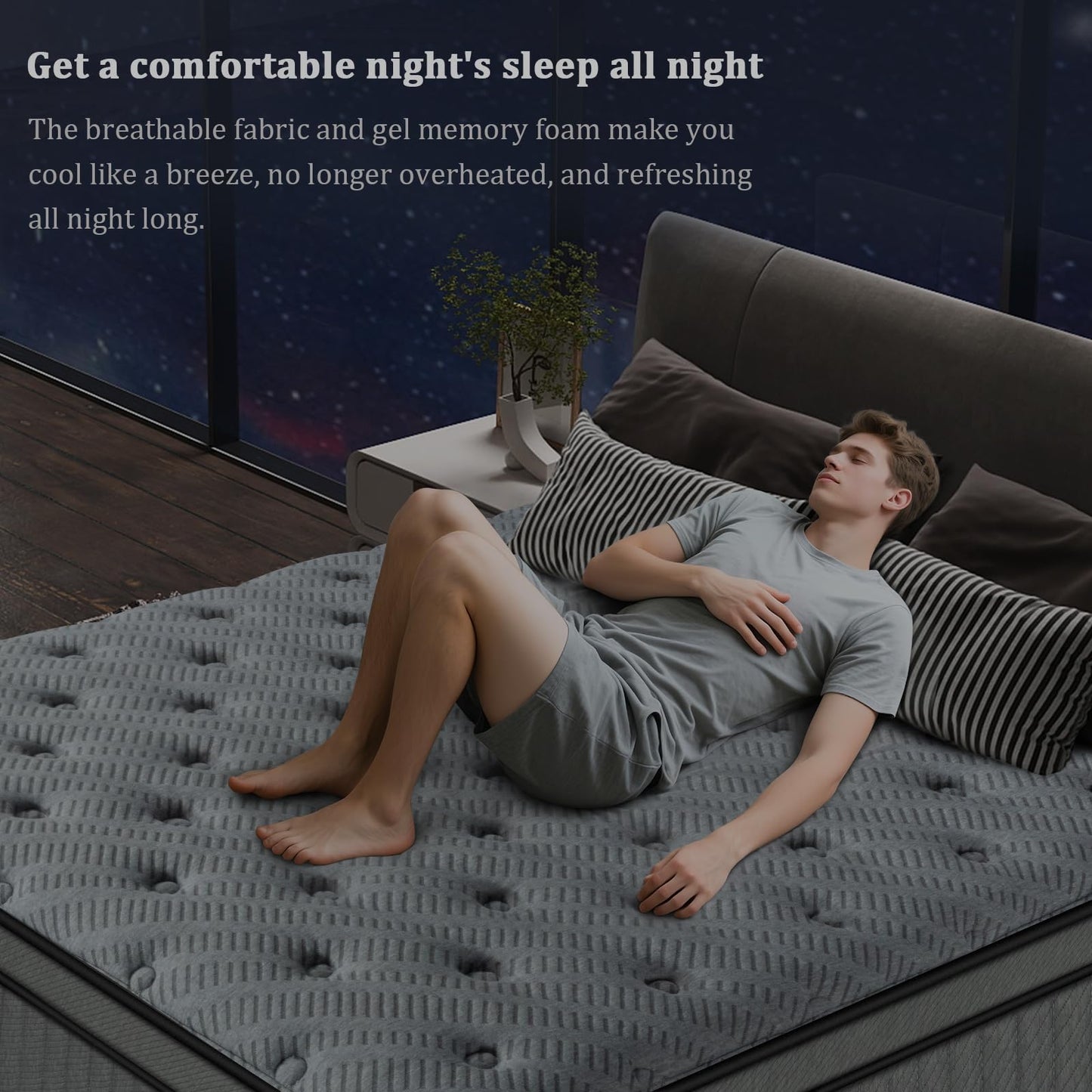Full Size Mattress, 10 Inch Hybrid Pressure Relief Mattress in a Box, Cooling Gel Memory Foam and Pocket Springs，Medium Firm，Breathable，Fiberglass Free (10", Full)