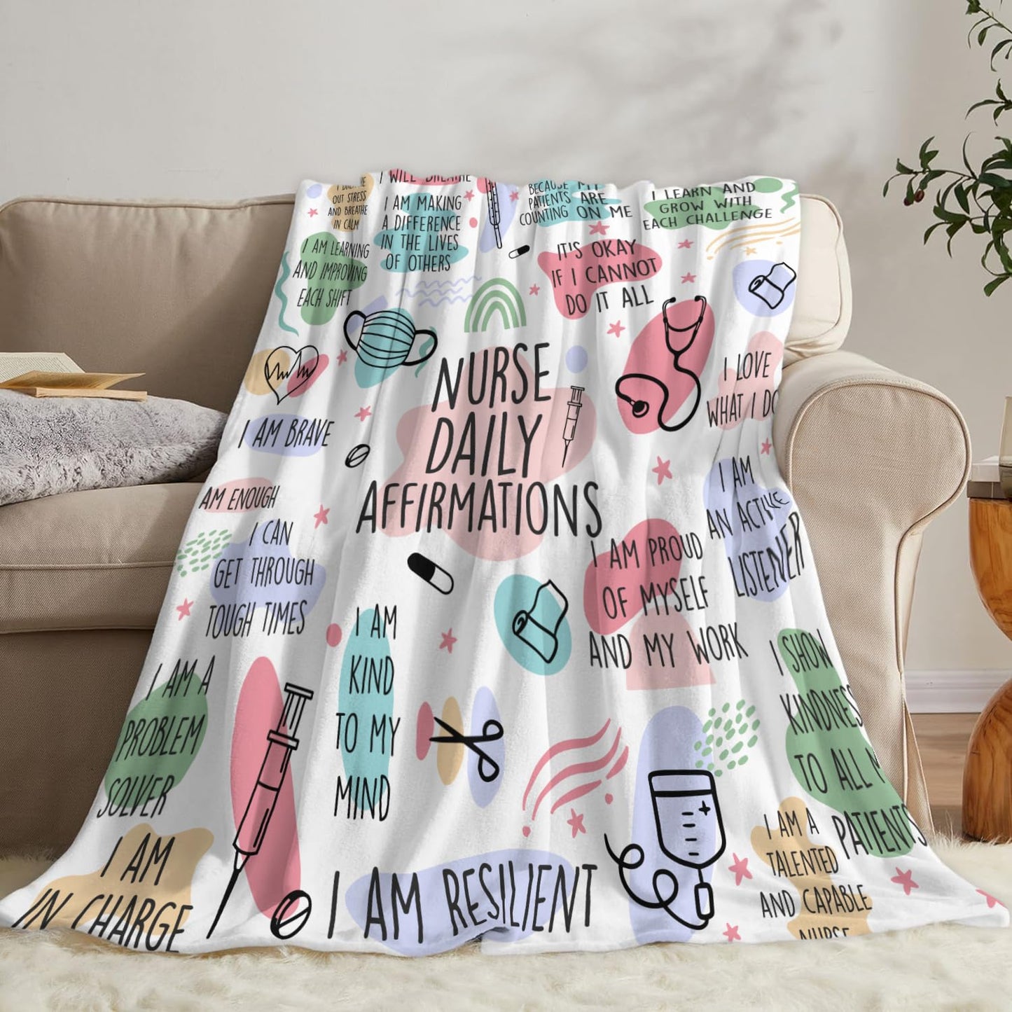 Custom Nurse Blanket Personalized Name Throw, Ultra Soft Fleece Nursing Gift for Women and Healthcare Workers, Cozy Appreciation Present, Multiple (Design 01)