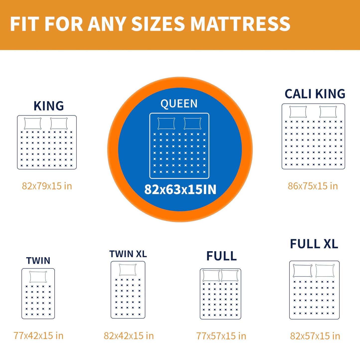 Acnusik Queen Mattress Bags for Moving and Storage, Reusable Heavy Duty Tarp Waterproof Queen Size Bed Mattress Cover, Zippered Mattress Protector with 8 Strong Handles, 82’’ Lx 63’’ W x 15’’ D