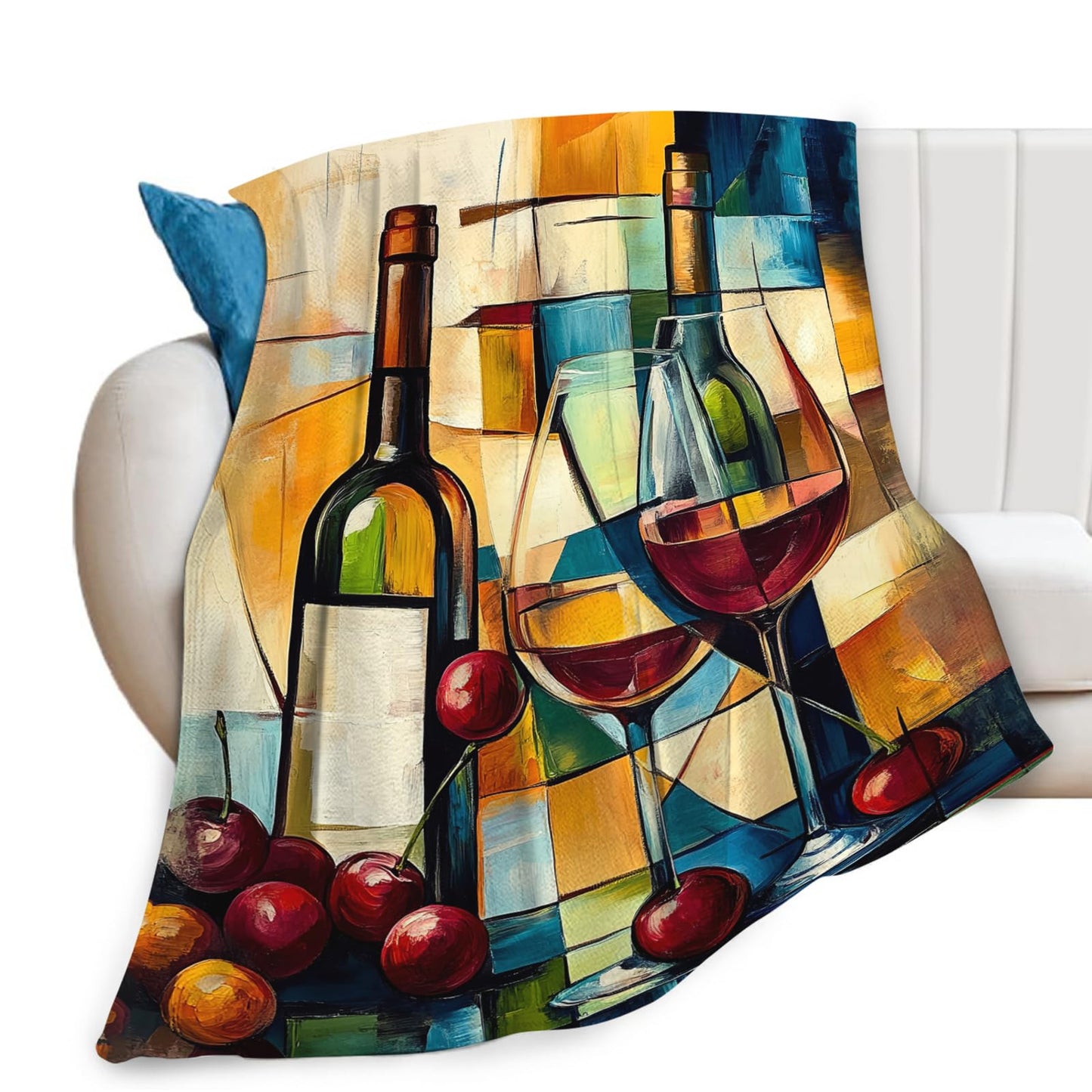 Wine Blanket for Women, Wine Decor Fleece Blanket Gifts for Boys Girls, Warm Cozy Soft Flannel Stuff for Bed Sofa Couch 50" x 40"