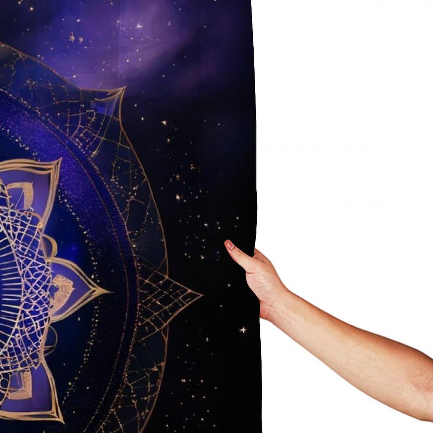 100% BLUE COLLAR Fashion Curtain Bathroom Decorative, Sacred Geometric Symbol Purple Space Galaxy Stars Mystic Sun Moon 72" x 70" Shower Curtain with Hooks