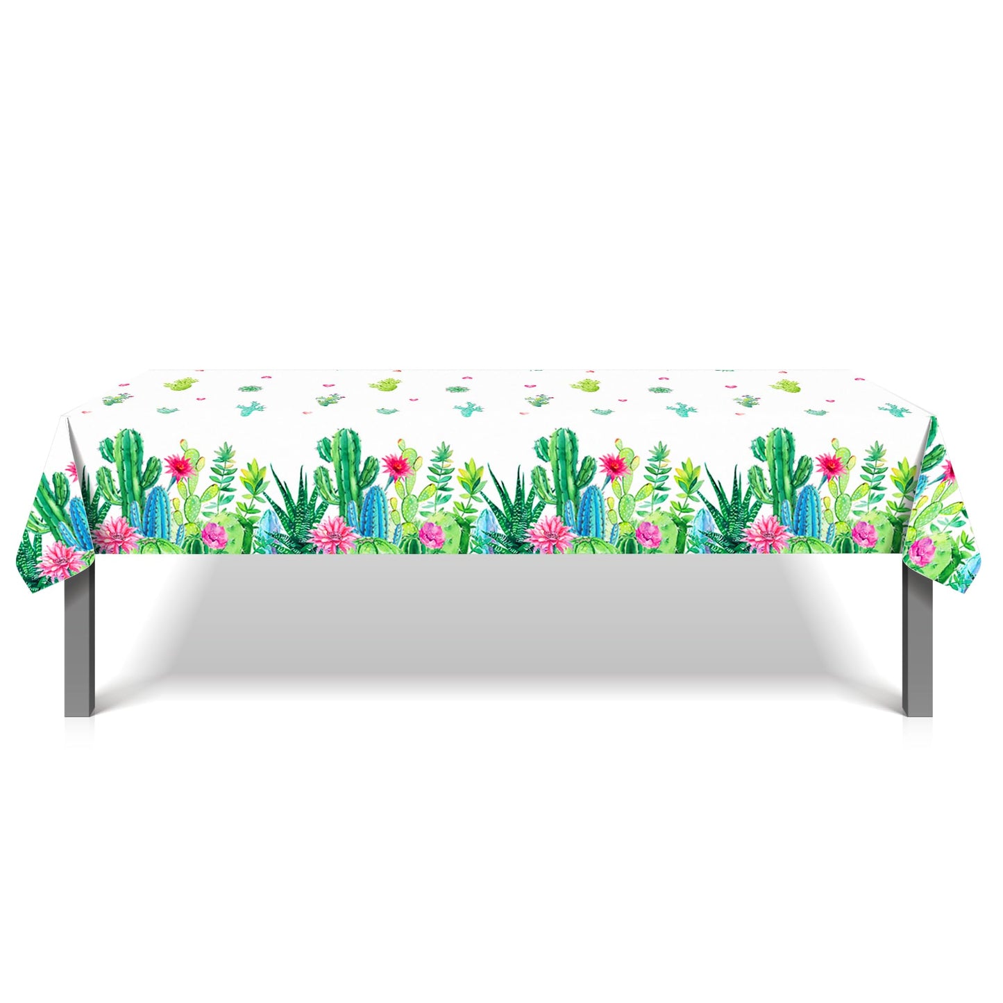 CC HOME 1Pc Succulent Cactus Party Plastic Tablecloth 54 x 87 Inch Long Table Cover, Plants Cactus Party Tablecover for Succulent Theme Kids Baby Shower Birthday Dinner Picnic Kitchen Event