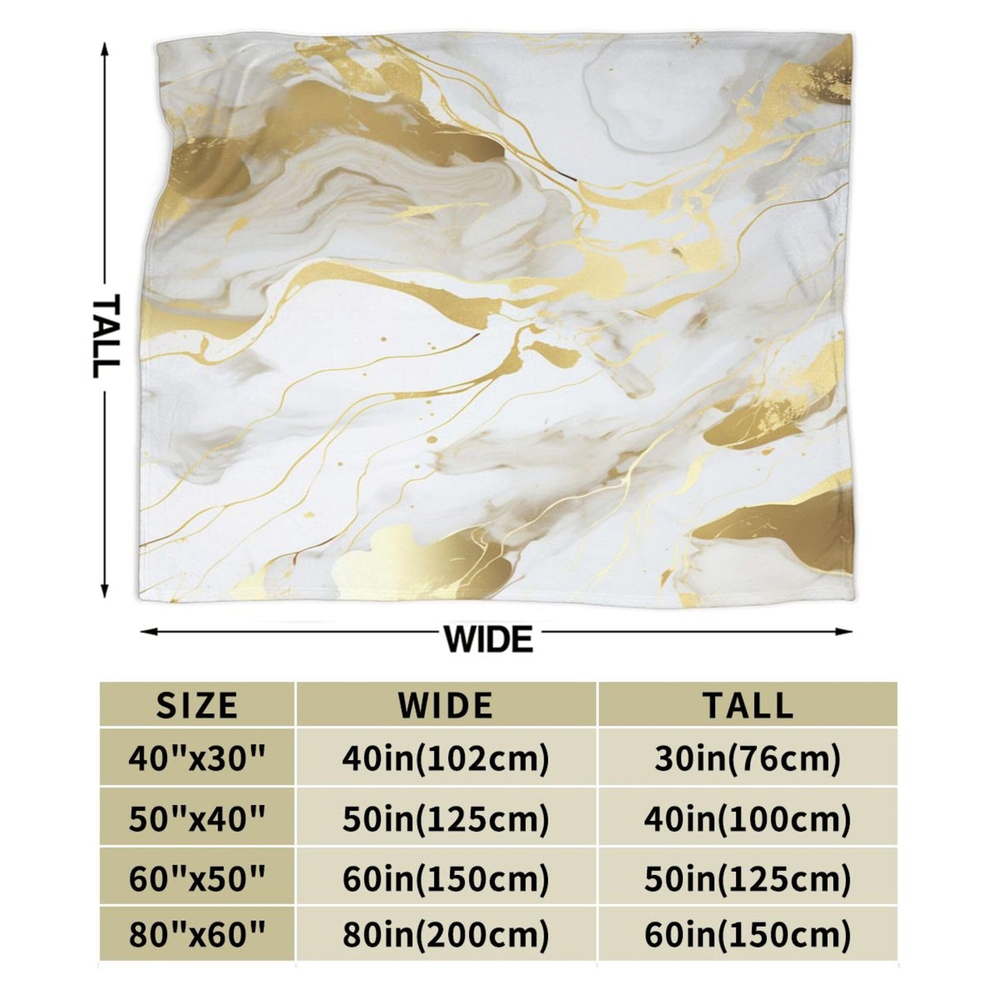 Soft Warm Throw Blanket for Couch Living Room White Golden Marble Texture Print Cozy Fuzzy Throw Blanket for Sofa Bed Blanket 60"x50"