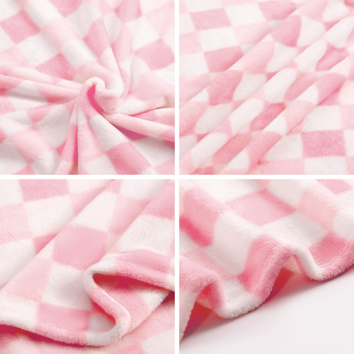 Touchat Fleece Throw Blankets, Buffalo Plaid Throw Blanket for Couch Sofa Bed, Soft Warm Fuzzy Cozy Plush Checkered Blanket, Lightweight Farmhouse Decor(Gradient Pink Plaid, 50“ x60”)