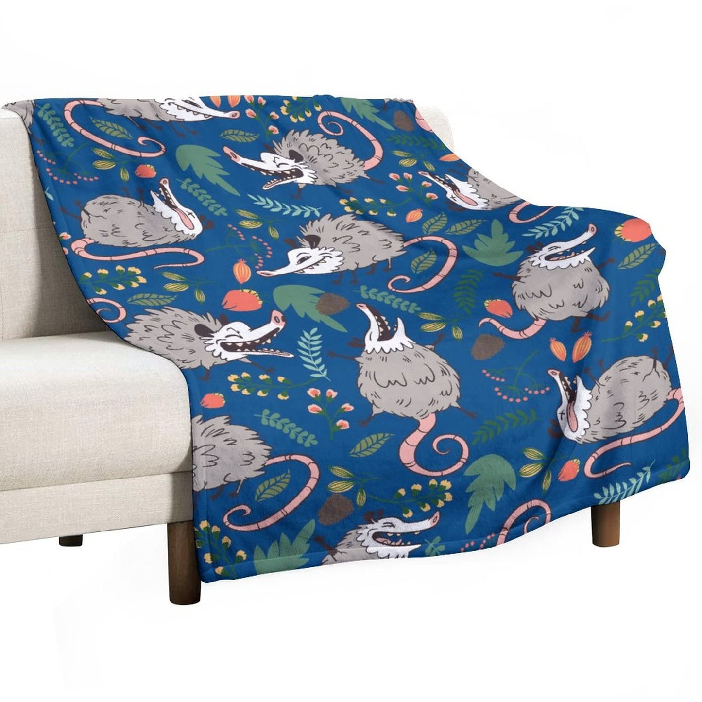 Possum Blanket Gifts, 60"x80" Funny Opossum Throw Blanket for Kids Adults, Lightweight, Plush, Soft, Cozy, Warm, Flannel Blankets for Bed Couch