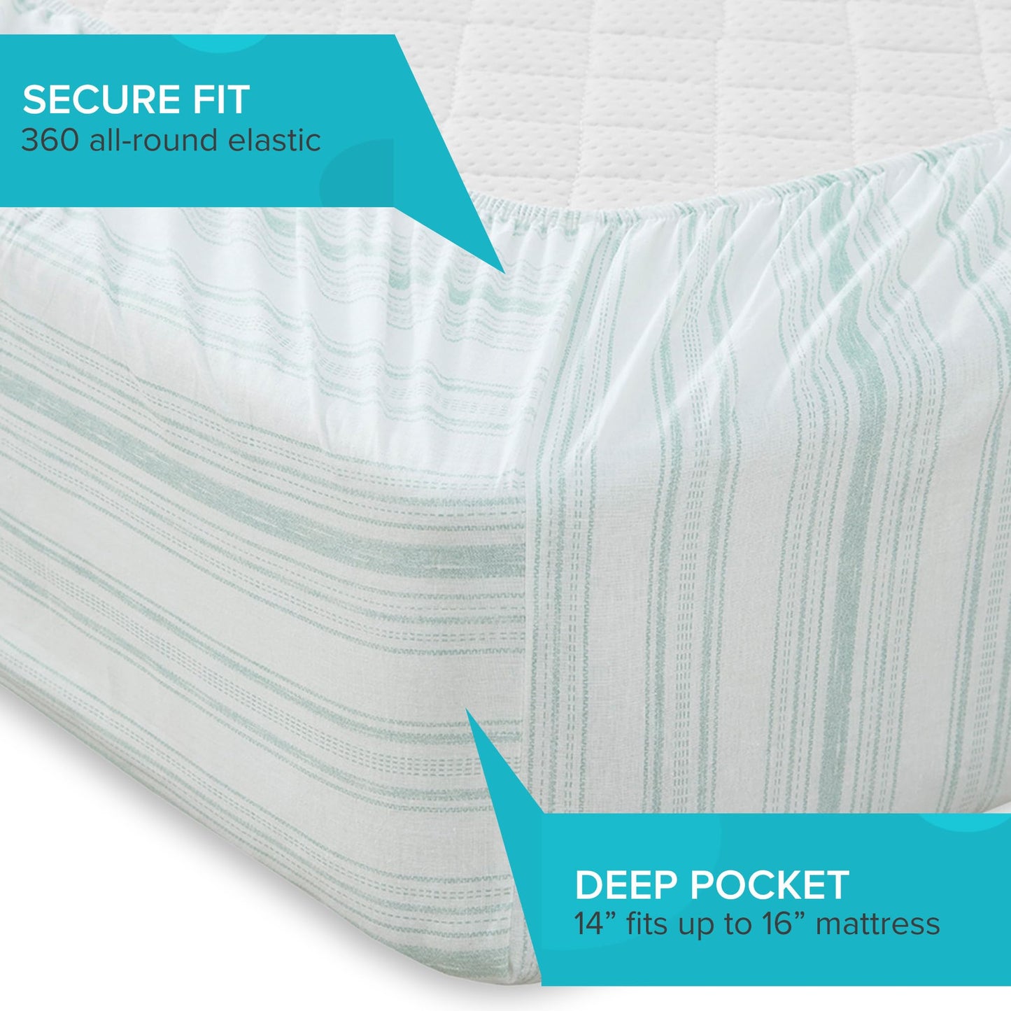 Comfort Spaces 100% Cotton Sheet Set Breathable, Lightweight, Soft with 14" Elastic Pocket Fits up to 16" Mattress, All Season Cozy Bedding, Matching Pillow Case, King Good Vibes 4 Piece