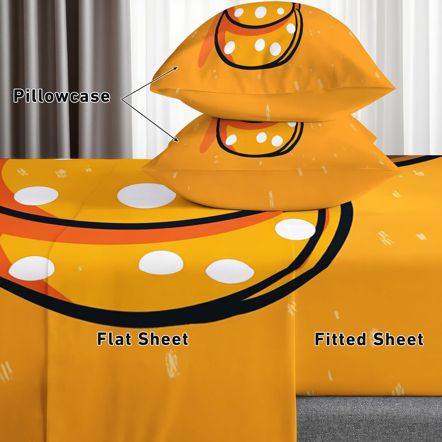 Zoainuos Pumpkin Sheets Full Size Bed, Halloween Thanksgiving Sheet Sets, Soft Microfiber Deep Pocket Wrinkle Free Bedding Sheets & Pillowcases, Fall Pumpkin Bedroom Decor & Gifts