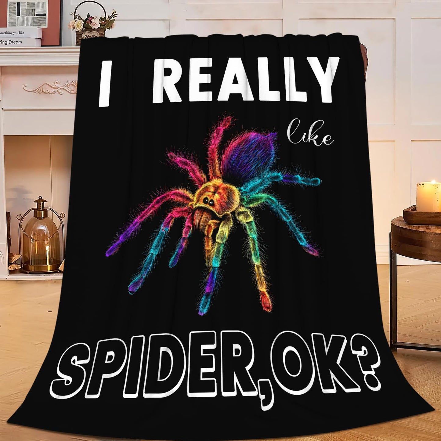 Funny Goth Throw Blanket, Spider Fleece Blanket for Couch Bed Sofa, Cozy Room Decor Gifts for Teens Women 50"X40"