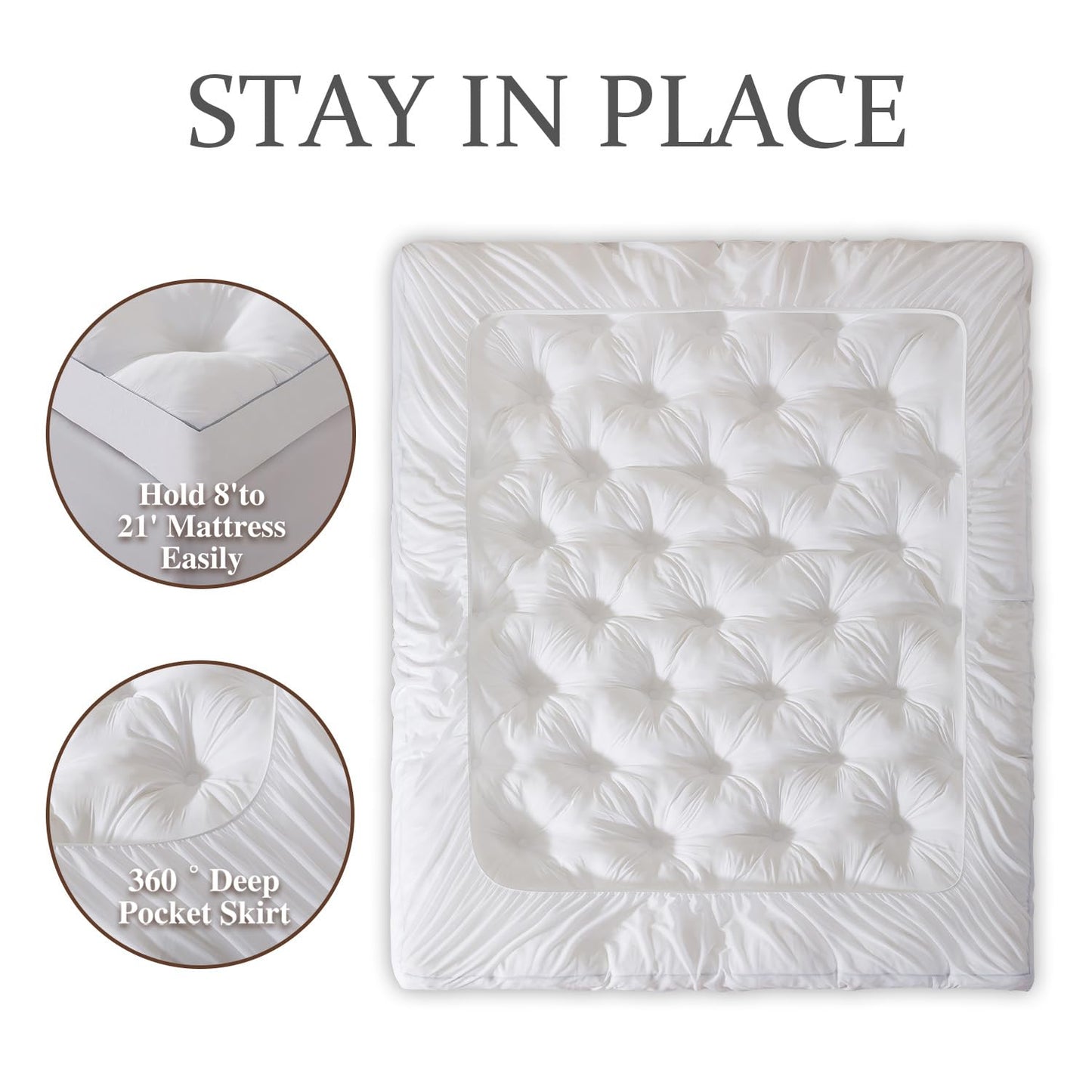 WhatsBedding 5 Inch Memory Foam Mattress Topper Full Size, Supportive Fluffy Shredded Memory Foam Filled Pillow Top, Extra Soft Bed Topper with Deep Pocket, 54x75x5 Inch