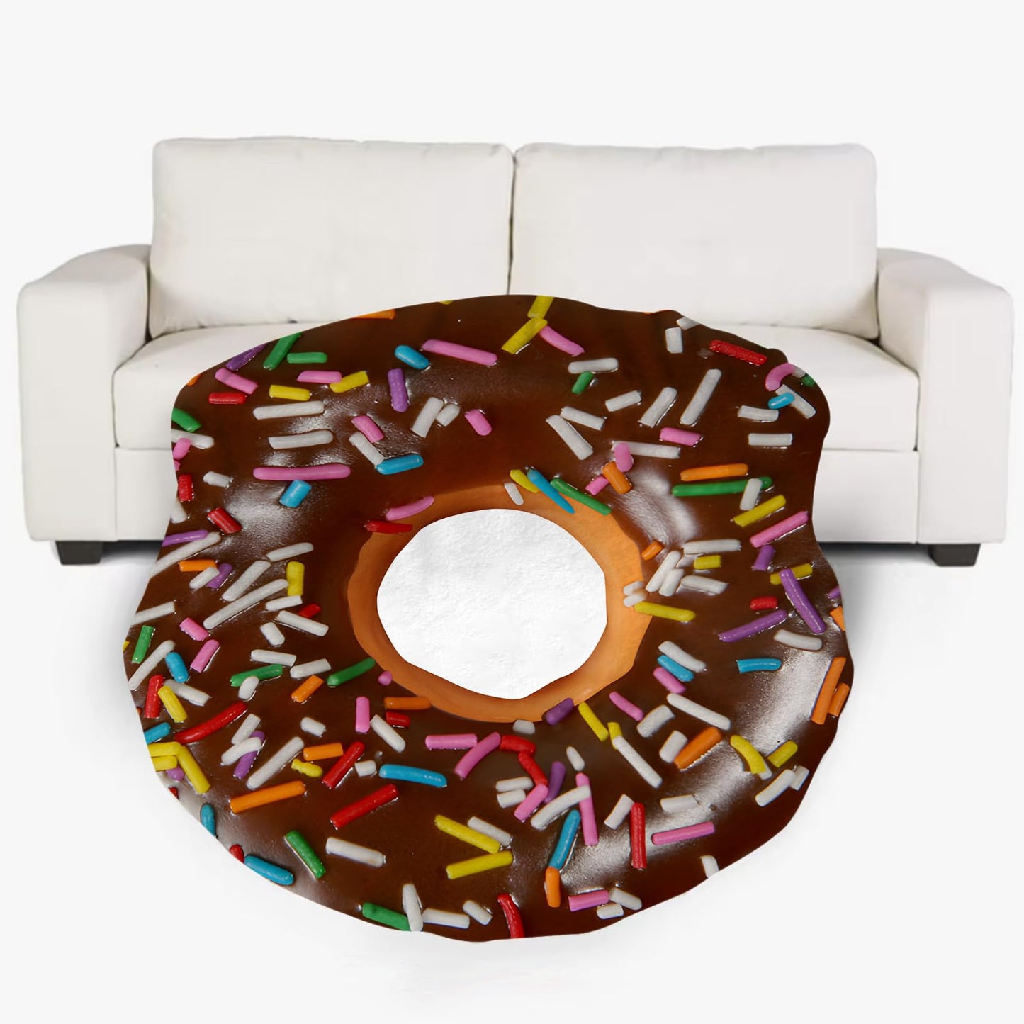 Chocolate Doughnut Donut Blanket for Kids Adults Round Cozy Flannel Funny Gifts Realistic Food Throw Blankets Novelty Soft for Men Women for Bed Couch 60 Inches