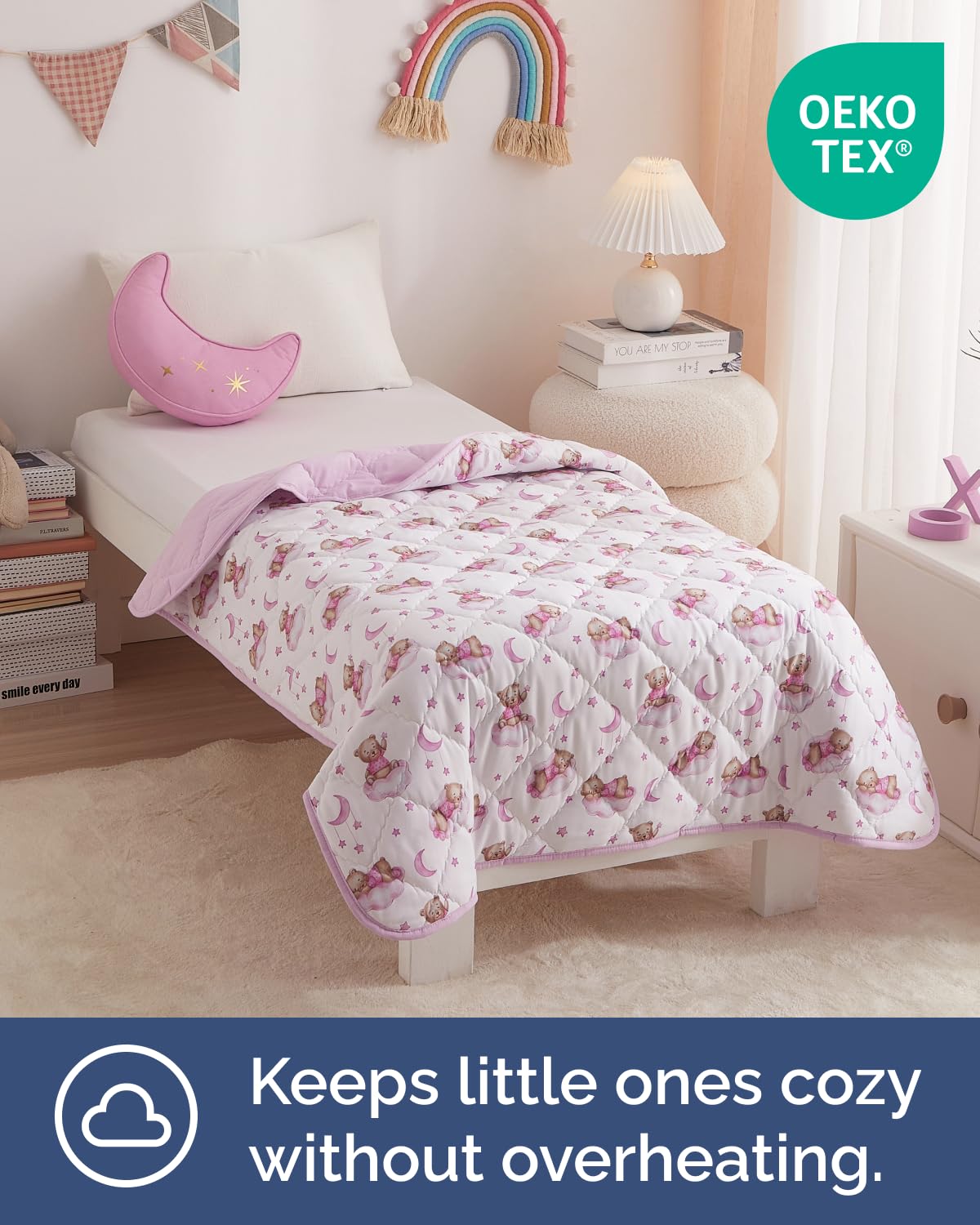 Bear Toddler Comforter - Down Alternative Toddler Microfiber Comforter - Lightweight & Warm Baby Quilt Blanket - Soft & Breathable - Kids Duvet Insert for Crib & Stroller - Machine Washable - 39x47