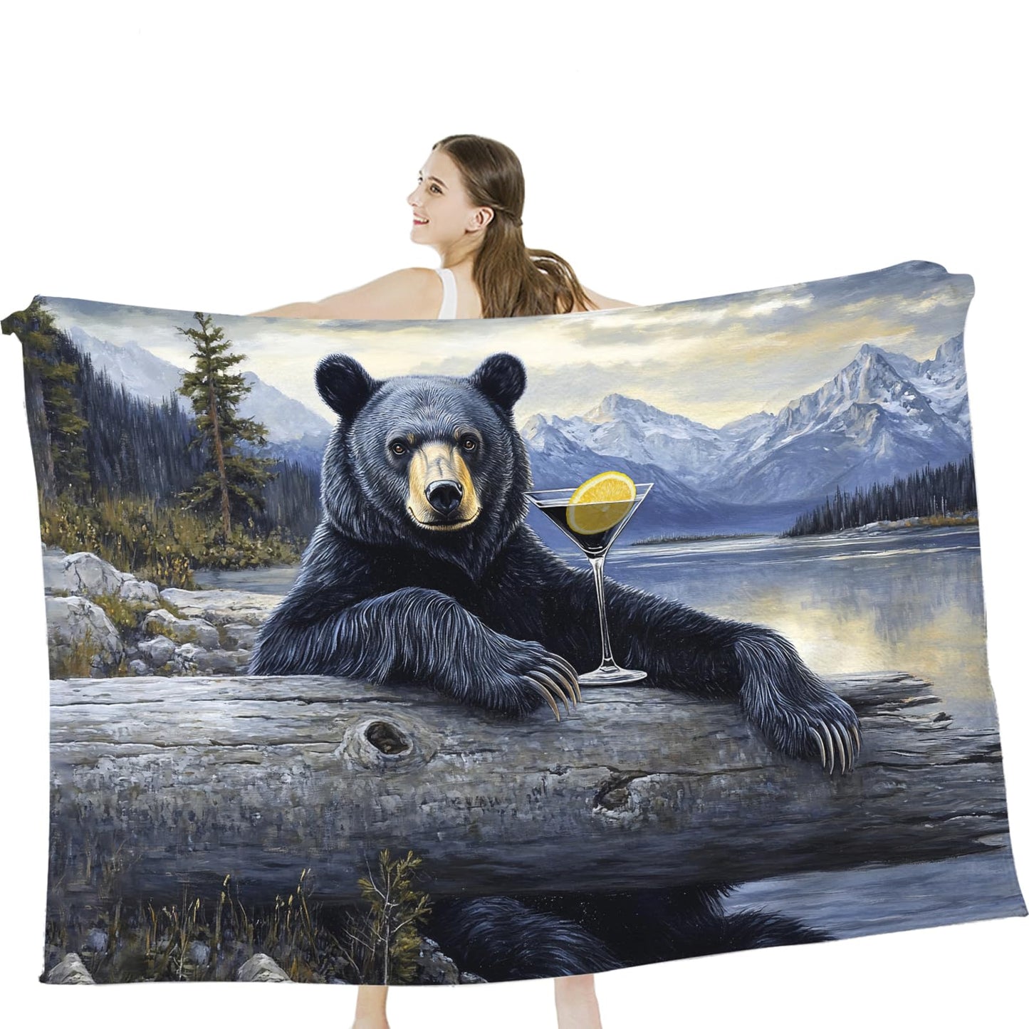 Tijuboni Bear Cabin Throw Blanket Bear Gifts for Girls Boys Women Men Kids Adults Soft Flannel Fleece Blanket for Couch Sofa Bed Home Decor 40"x50"