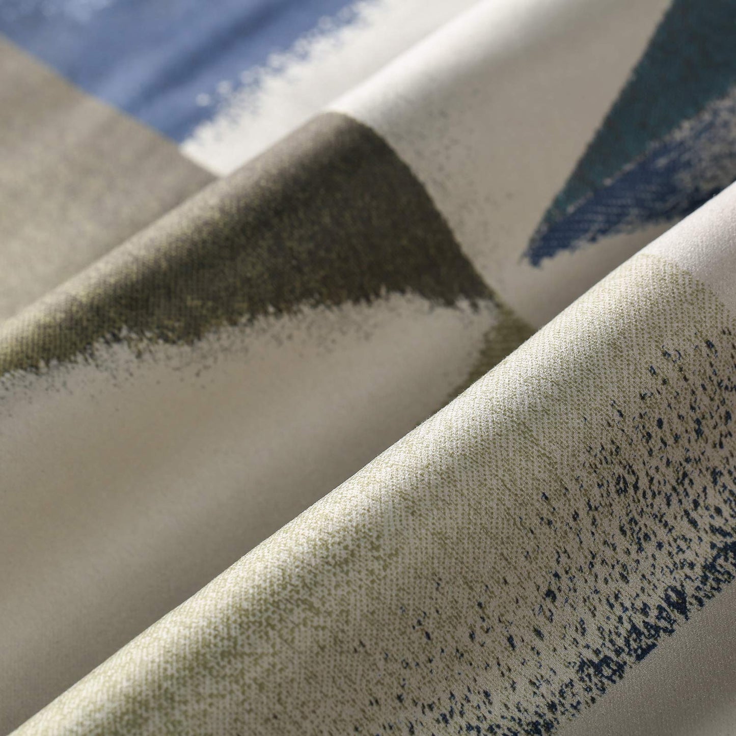 Leeva Geometric Print Blackout Curtains for Bedroom, Modern Blue Linen Privacy Light Reducing Heavy and Thick Grommet Drapes for Dining Room, Set of 2, 52 x 96