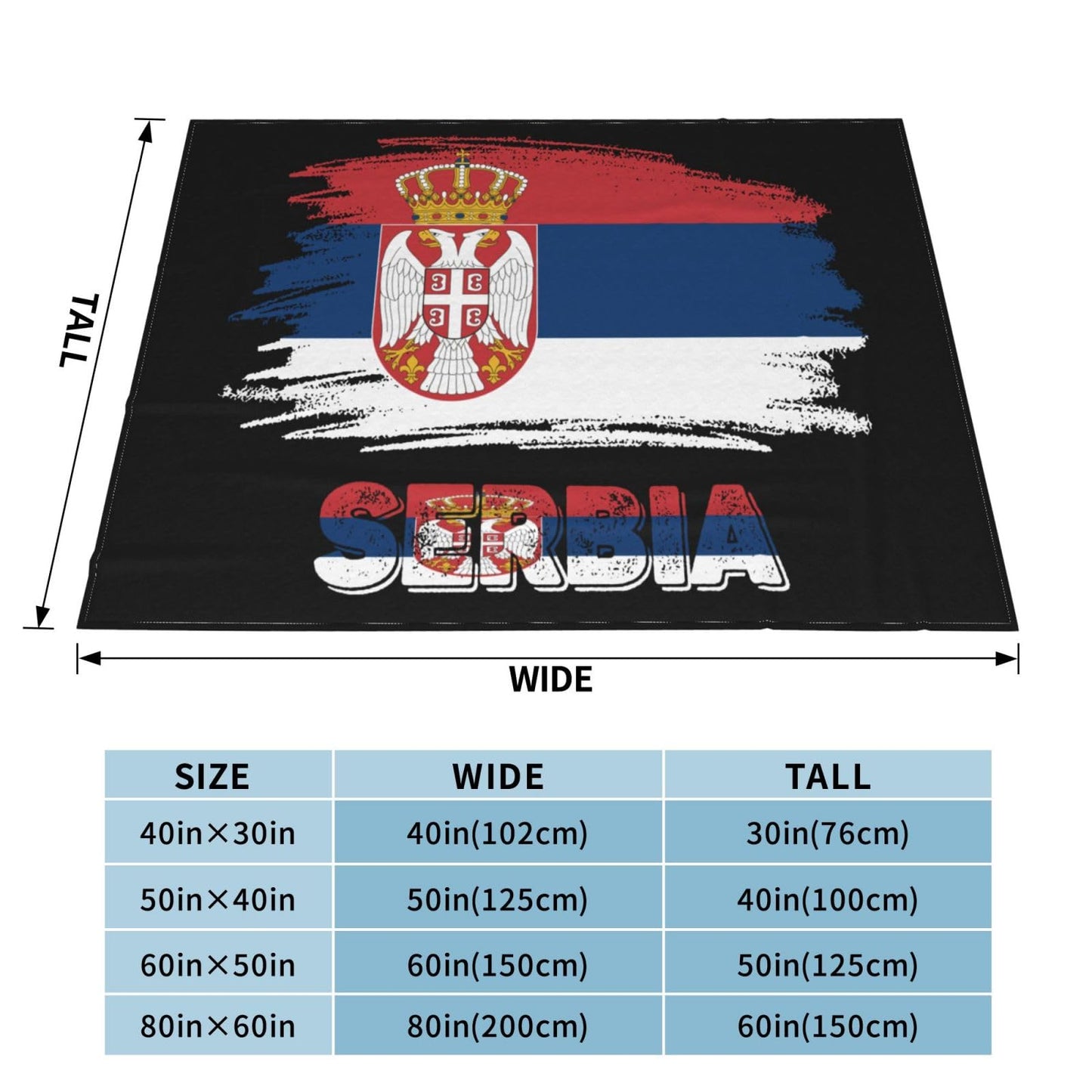 Serb Flag Blanket Super Soft Flannel Blanket Comfy Couch Lightweight Blankets Warm Plush Throw Blankets for Couch, Bed, Sofa Cozy for All Seasons 50"X40"