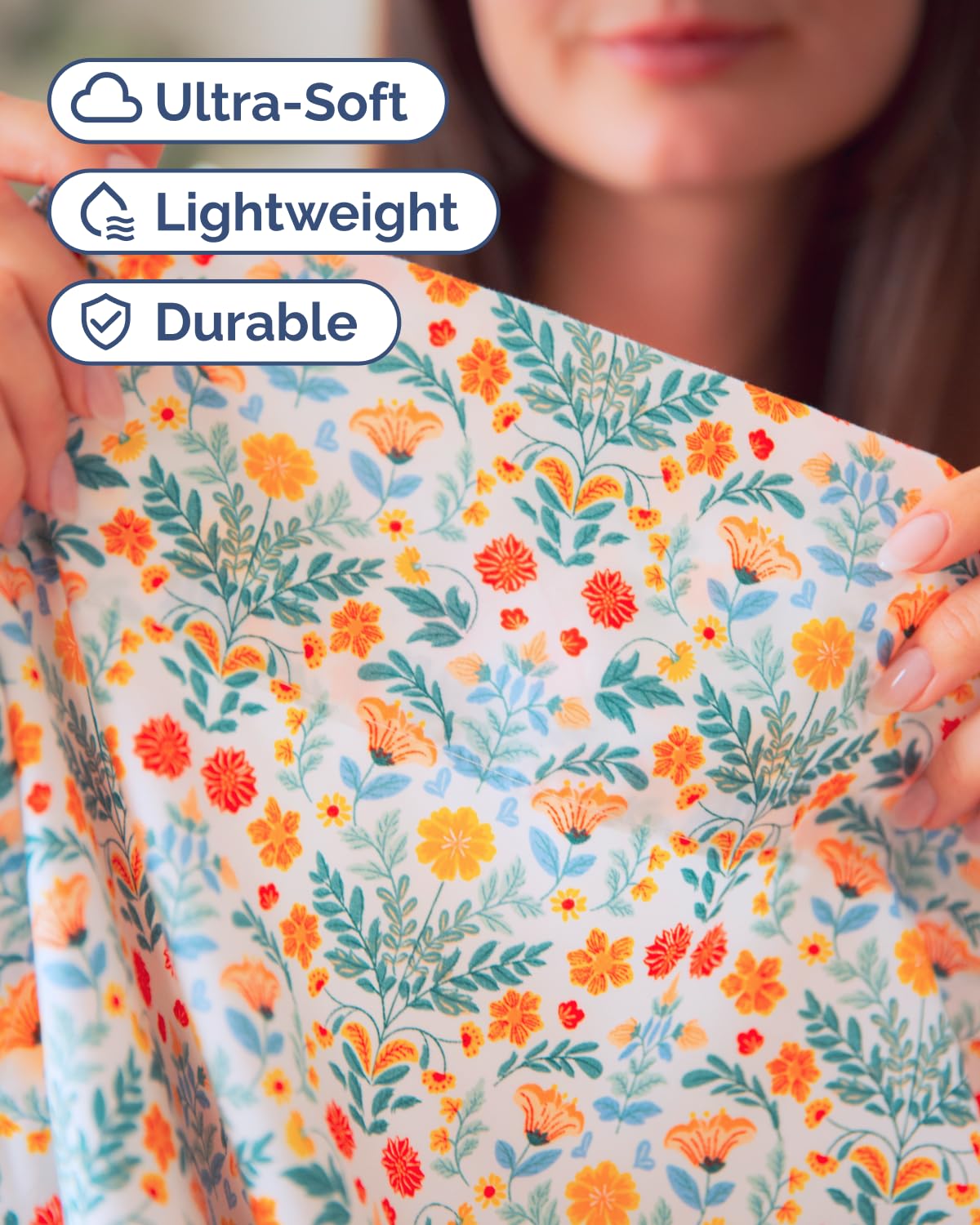 Floral Sheets - Flower Print Bed Sheet Set - 1 Flat, 1 Fitted & 2 Pillowcases w/ Deep Pockets - Comfy, Cozy, Wrinkle & Fade-Free - Boho Botanical Bedding - Soft, Breathable & Cooling - Full Size Set