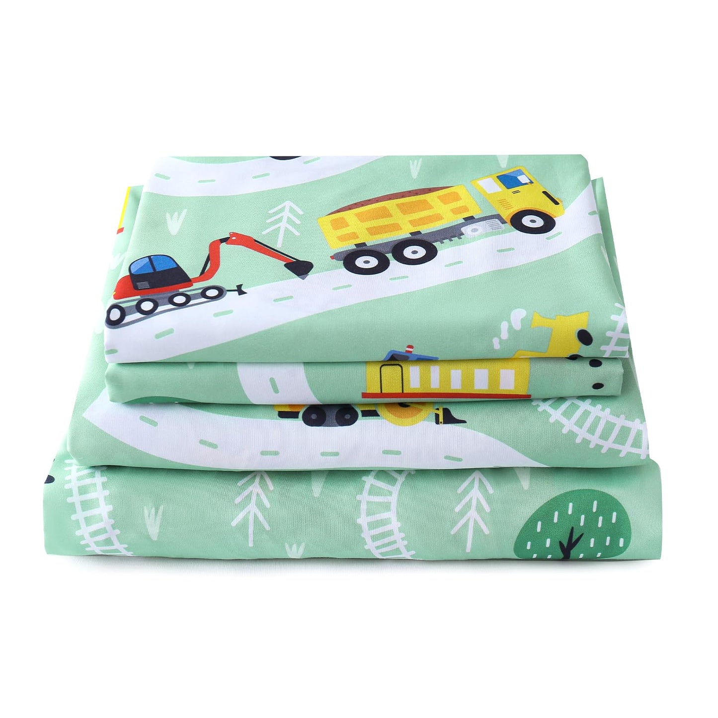 LONAVA Twin Sheet Set Kids - 3 Pieces Soft Microfiber Cartoon Style Bedsheets for Boys Girls Teens, Oeko TEX, Breathable Deep Pocket Sheets (Engineering Car)