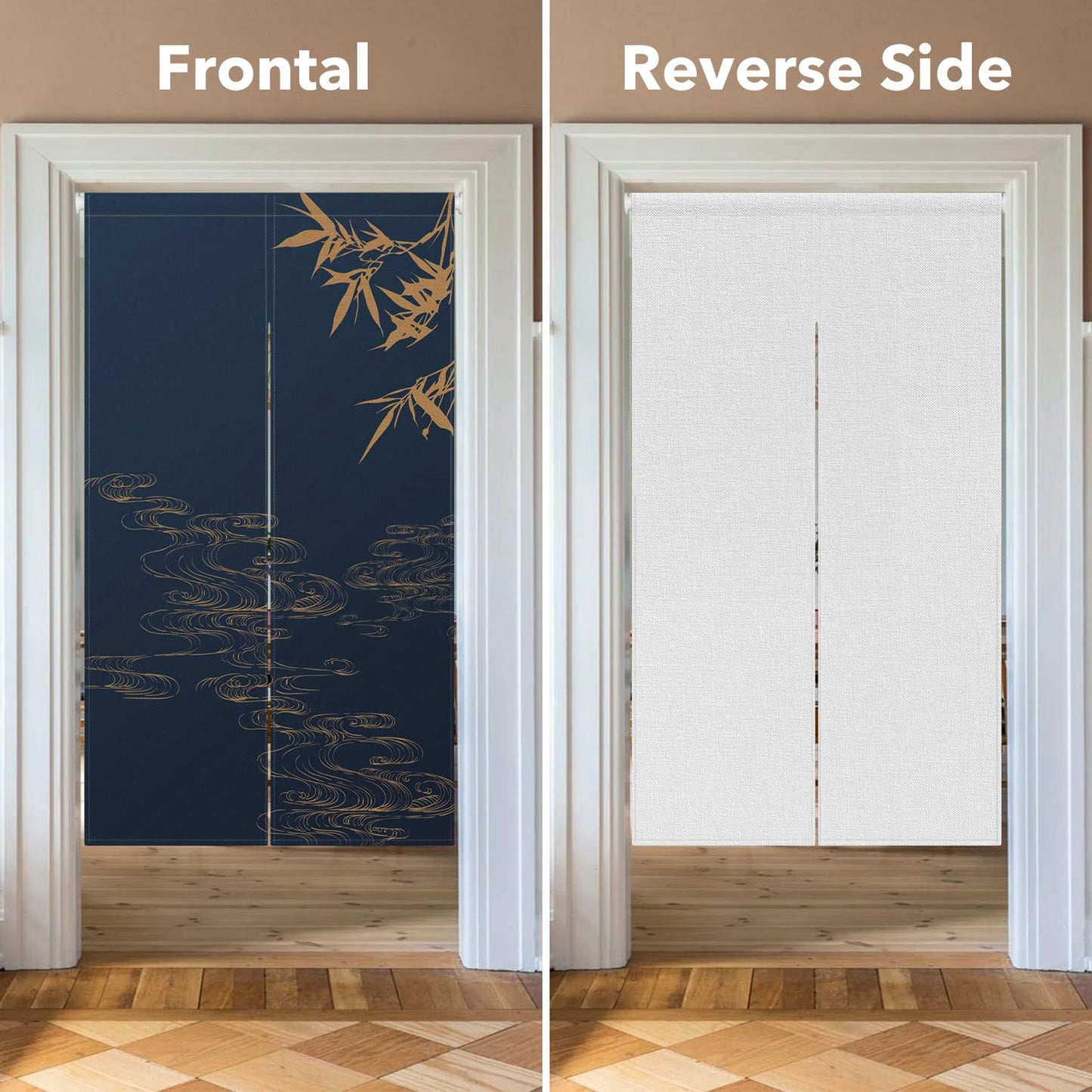 Leowefowa Japanese Noren Doorway Curtain Traditional Door Kitchen Curtains Chinese Bomboo Printing Window Treatment Long Doorway Trapestry Panle for Wall Hnaging Room Divider Home Decor, 33.5"x 70.9"