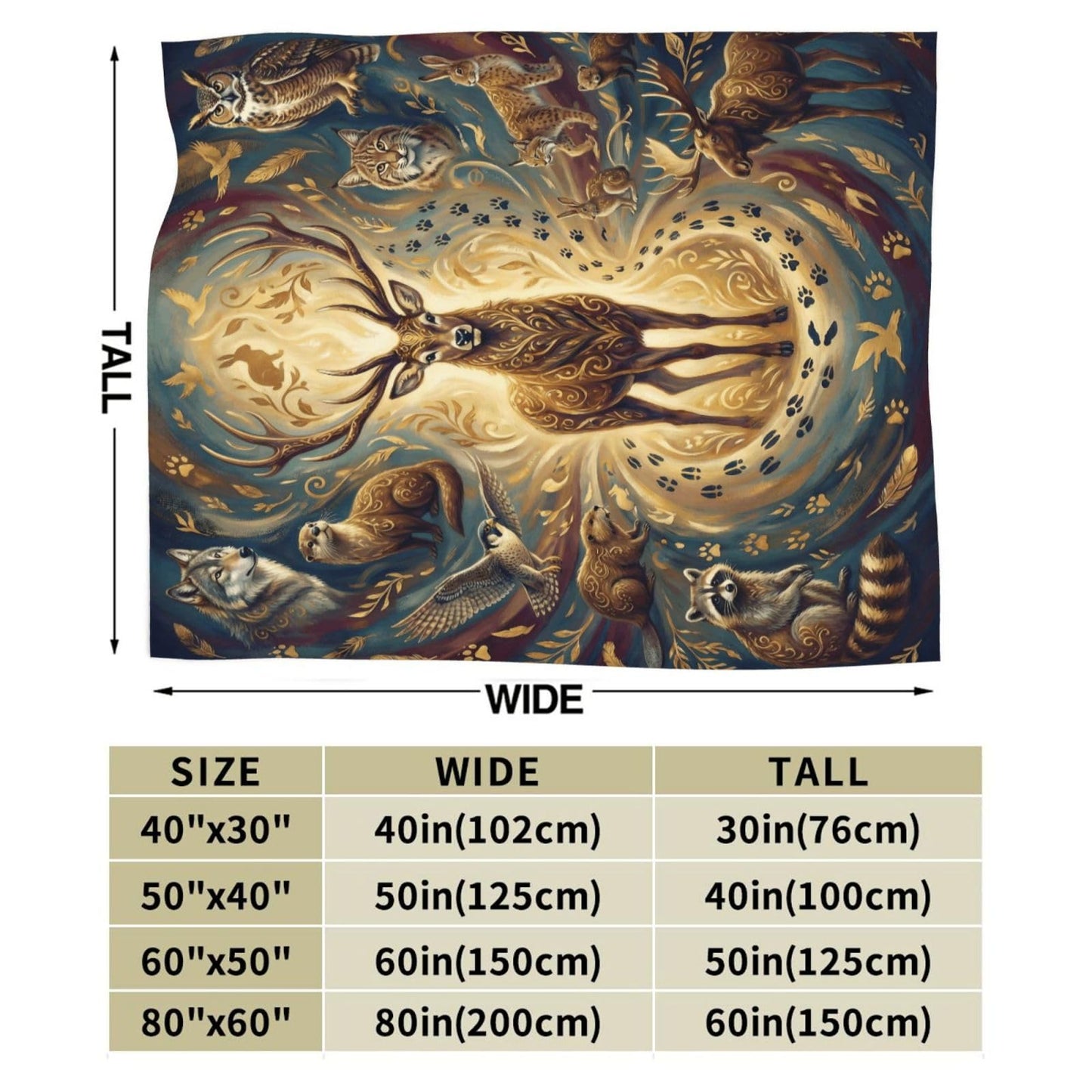 Gbuzozie Deer Owl Eagle Rabbit Wolf and Tiger Wild Animals Fleece Blanket Lightweight Elk Hunting Gifts Throw Blanket for Sofa Couch Bed Camping Travel - Super Soft Cozy Microfiber Blanket 50"X40"
