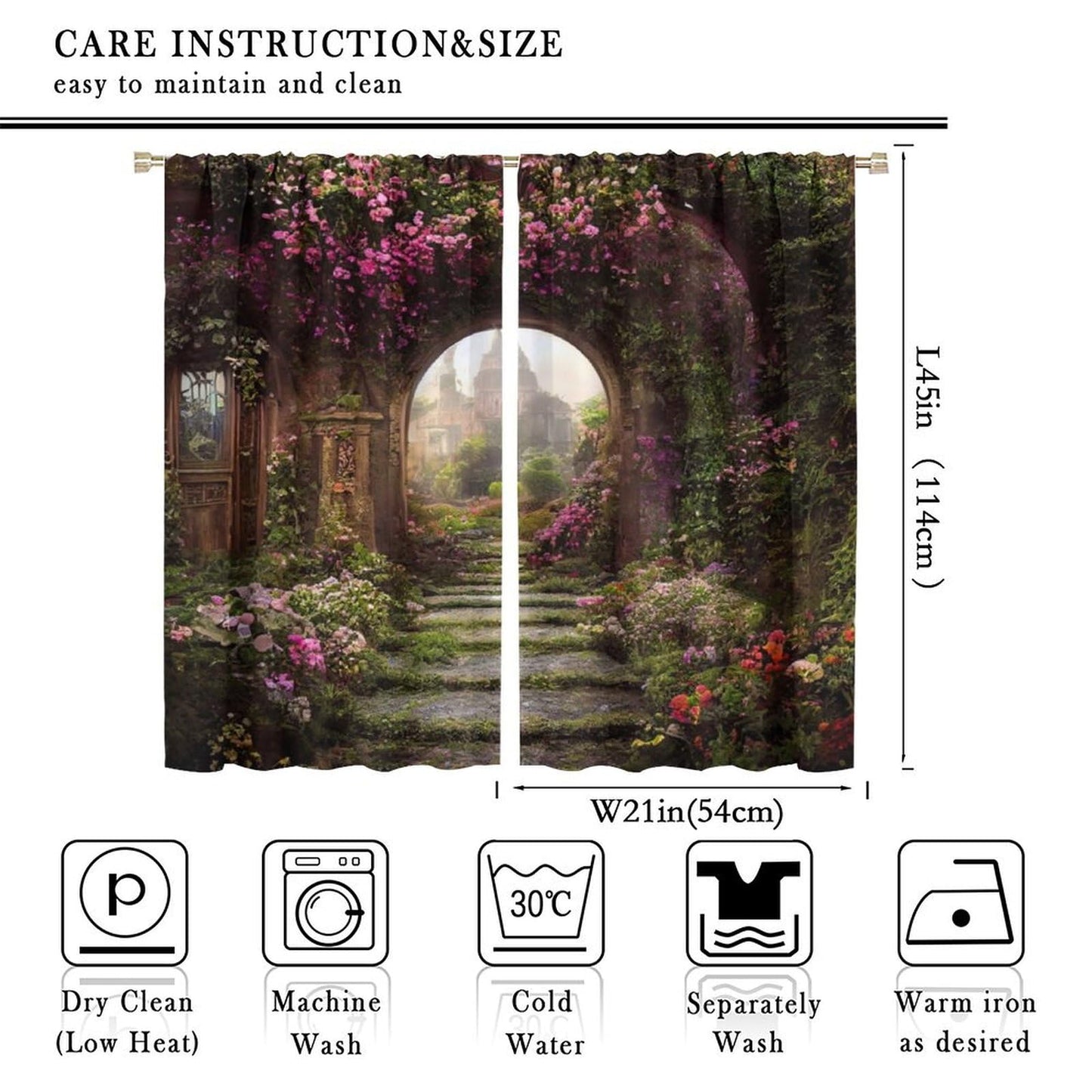 DDCBNS Fantasy Nature Windows Curtains,Fairytale Magical Garden Window Treatments for Bedroom Living Room Dreamland Scenery Flower Drapes 2 Panels Set,Total Size 42 x 45 Inch
