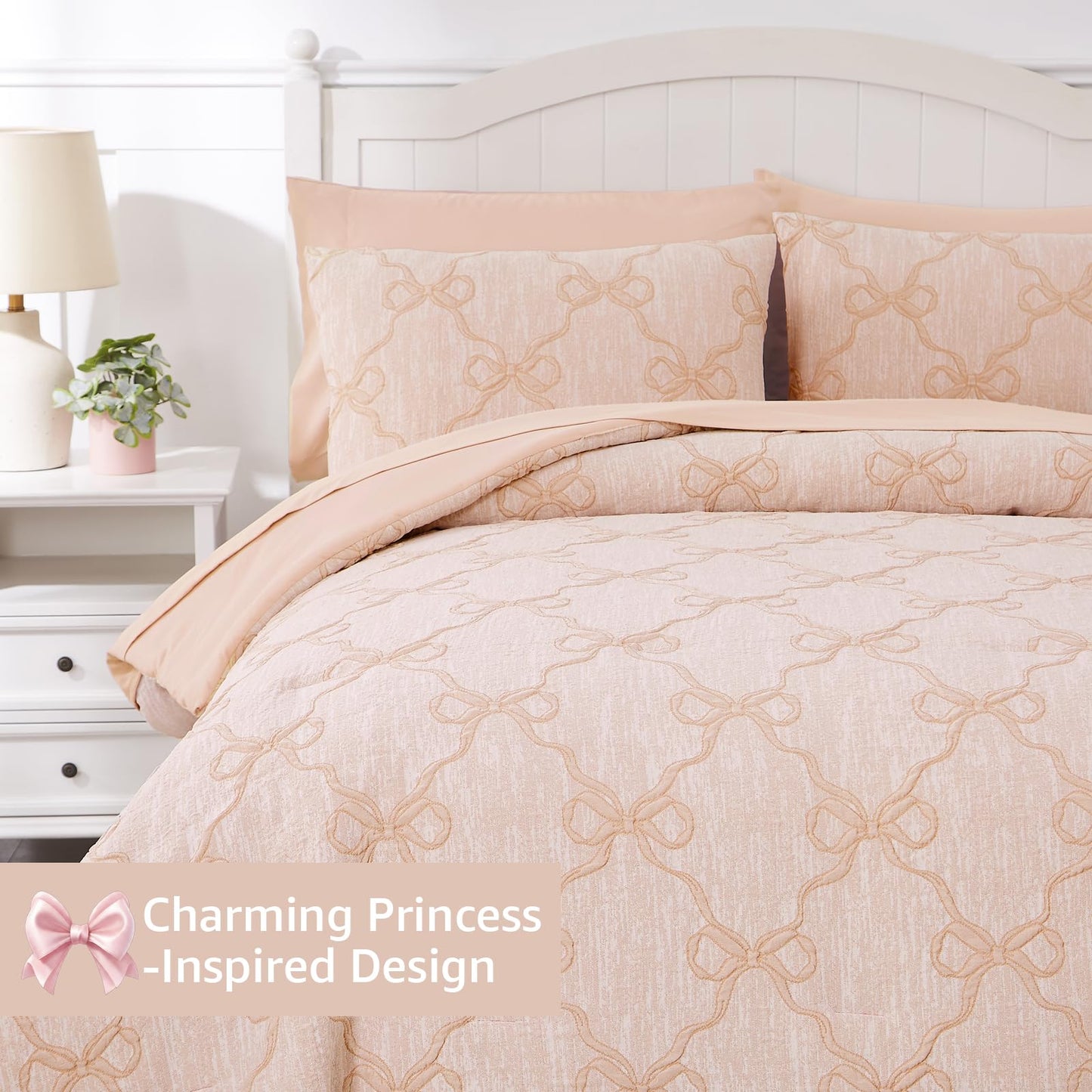 Wink Deer Twin Comforter Set with Sheets for Girls-5 Pieces Twin Bedding Sets with Orange Pink Comforter, Sheets, Pillowcase & Sham for Kids (Orange Pink Diamond, 66" X 86")