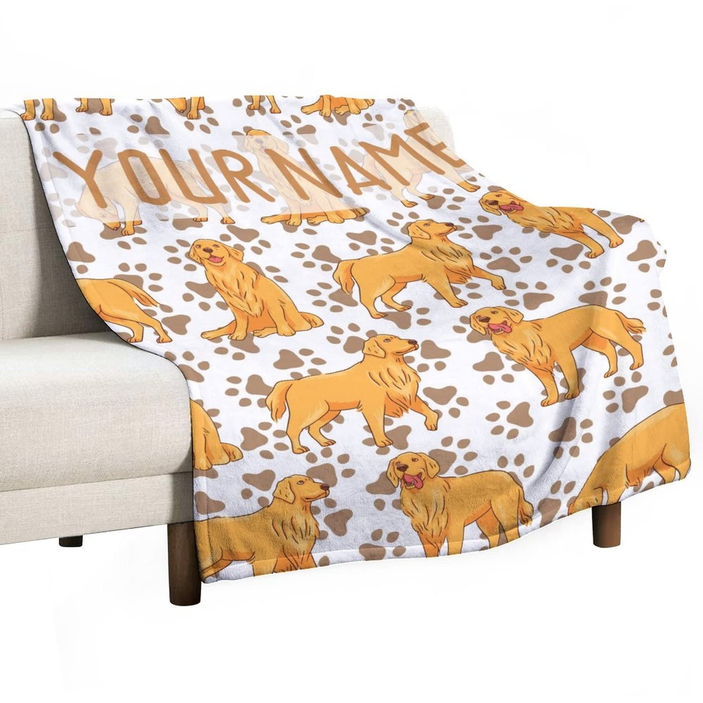 AIOMXZZ Personalized Golden Retriever Blanket Gifts with Text Name, 60"x80" Dog Pattern Flannel Fleece Throw Blanket Soft, Lightweight, Comfortable, Warm Golden Retriever Blanket for Adults Kids