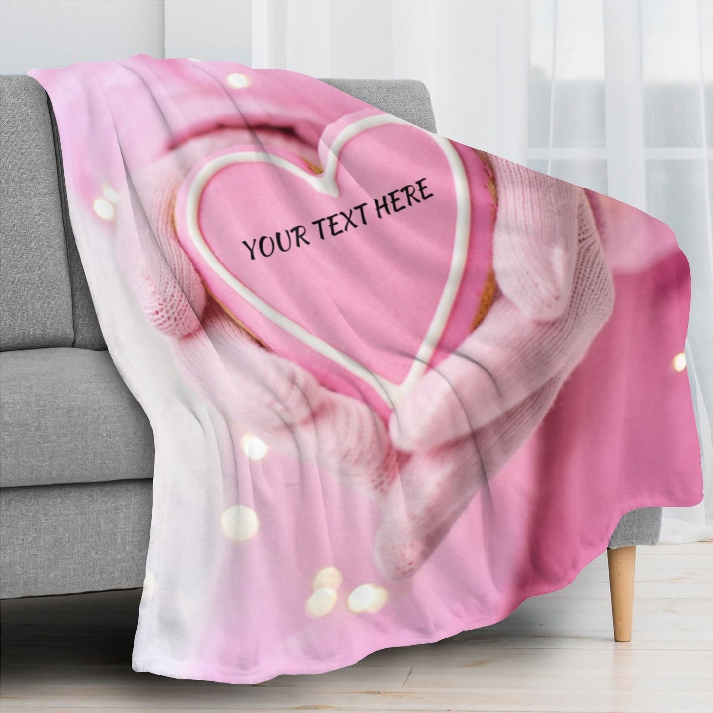 Personalized Heart Blanket, Ultra Soft Micro Flannel Blanket for Bed Couch Living Room(Kids), 30" x 40"