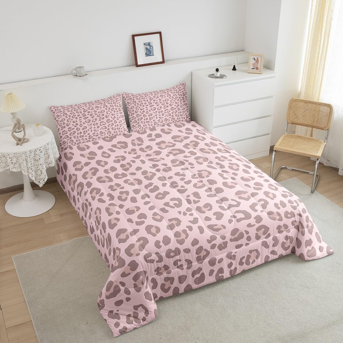Pink Leopard Skin Comforter Leopard Print Comforter Set For Kids Boys Girls Africa Cheetah Printed Children Bedding Set Ultra Soft Decor Safari Animal Fur Pattern Duvet Set Twin Size Quilt Set