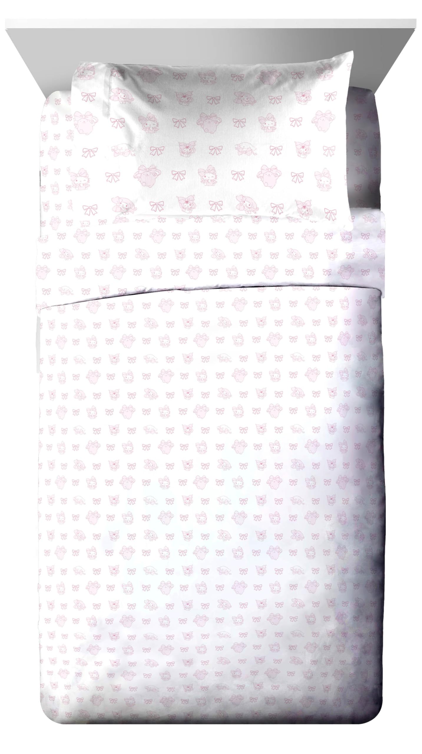 Jay Franco Comforter Set Includes Sheets and Pillow Covers - Soft and Cozy Bed Set for Stylish Room Decor, Official Licensed Product, Multi - Hello Kitty, 5 Piece Twin