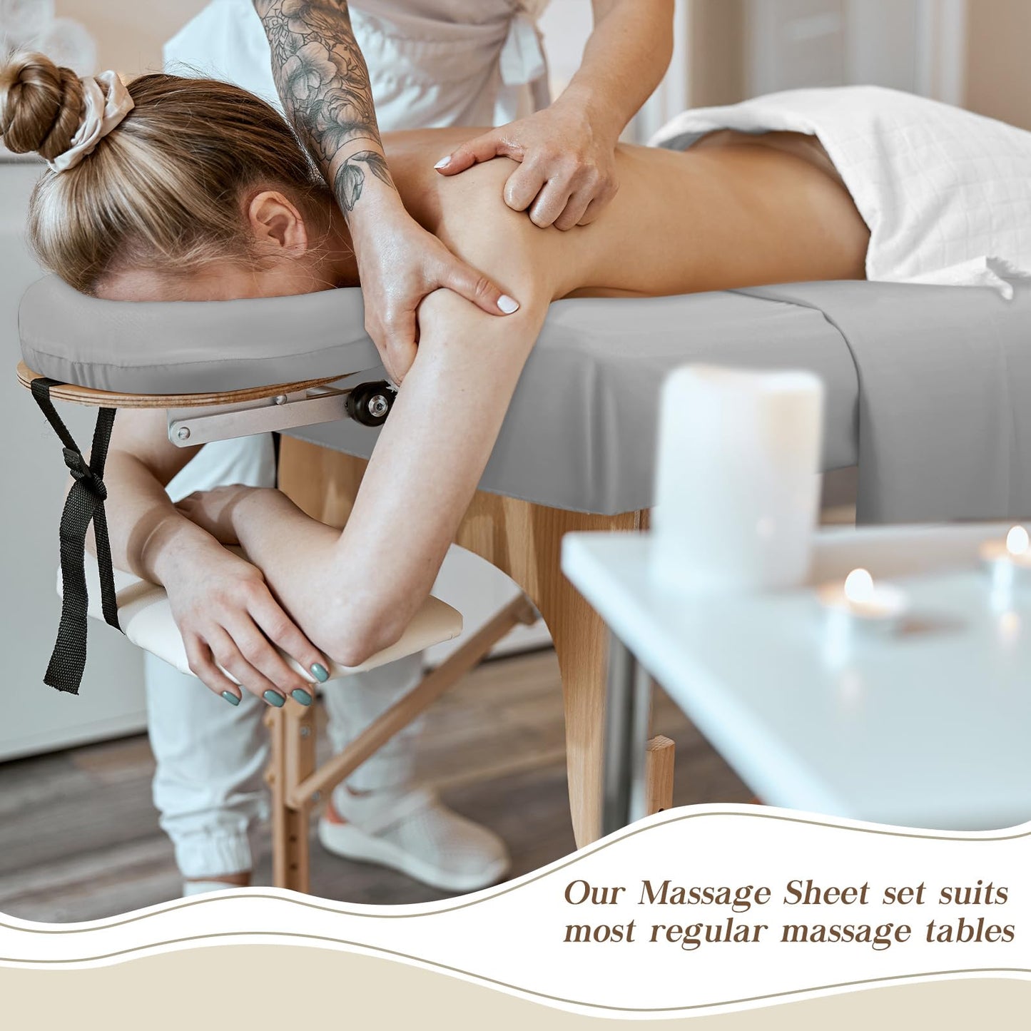 Mixweer 9 Pcs 3 Set Microfiber Massage Table Sheets Set Bulk Includes Flat Sheet, Fitted Sheet with Pocket, Face Rest Cover(Gray)