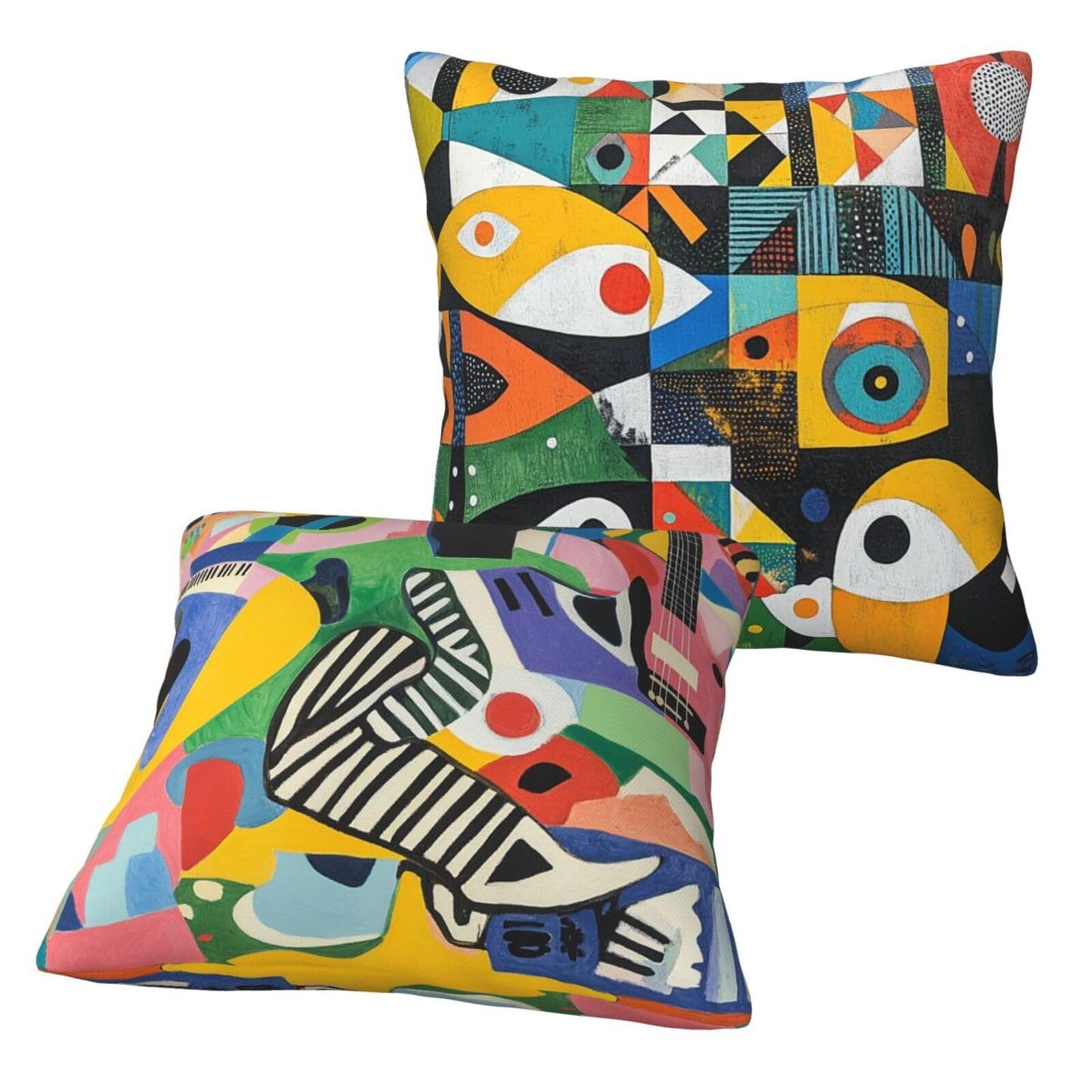 Guiteinyi Abstract Mid Century Throw Pillow Covers 18x18 Set of 2 Square Pillow Case for Home Decorative Sofa Couch Bedroom Living Room