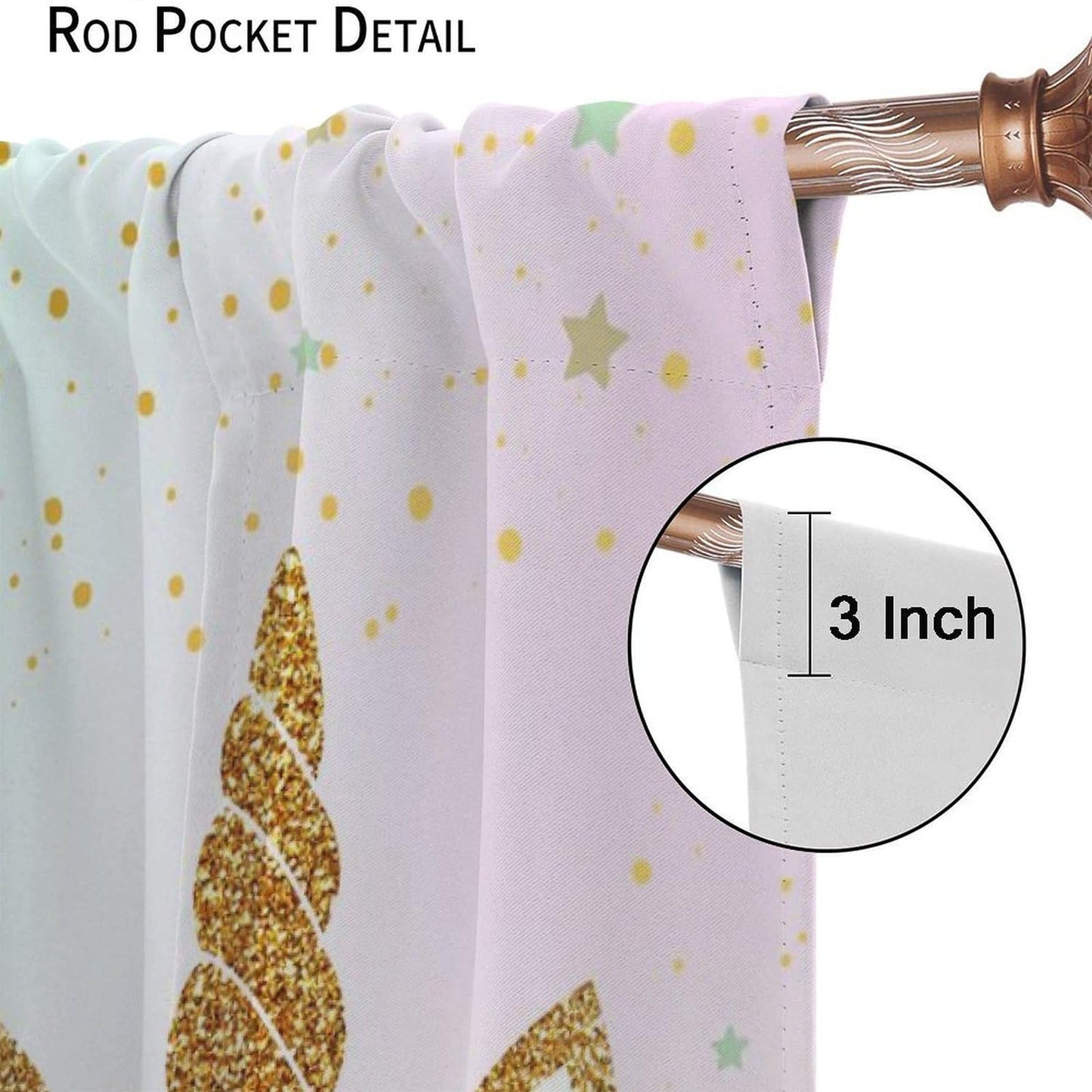 YCness Girls Unicorn Curtains Ombre Rainbow Pink Art Printed Window Drapes for Kids Children Nursery Playroom Room Decor Fabric Set 2 Panel 42x45 Inch 30% Shading Rate
