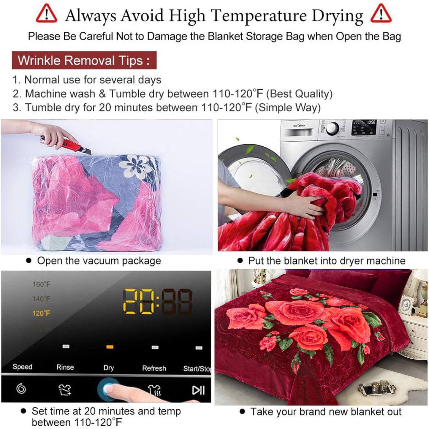JYK Korean Mink Fleece Bed Blanket Queen Size 75" x 87", 5 Pounds - 2 Ply Reversible Silky Soft Plush Warm, Comfy Blanket for Autumn, Winter -Rose/Virgin Mary
