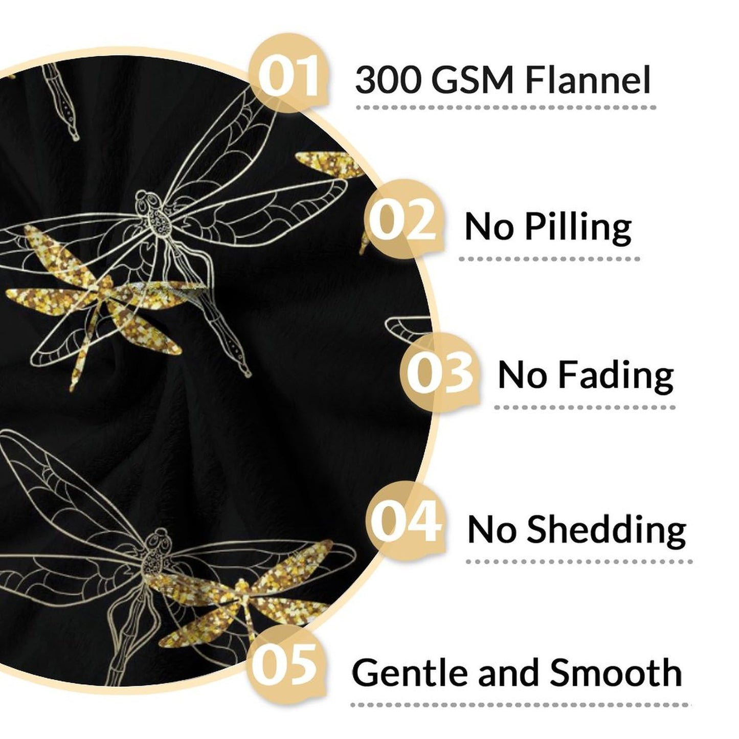 Dragonfly Blanket - Soft, Fuzzy & Warm - 60"x80" Twin Size Blanket for Bed, Couch & Living Room - Black Aesthetic Throw Gifts for Women