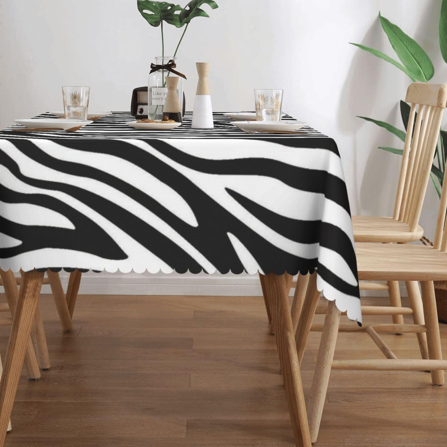 ZYPHORIEL Zebra Stripes Rectangle Tablecloths Black and White Print Table Cloths Dacorative Kitchen Dining Tablecloth for Rectangular Tables,Washable Table Cover for Party 54 x 72 Inch