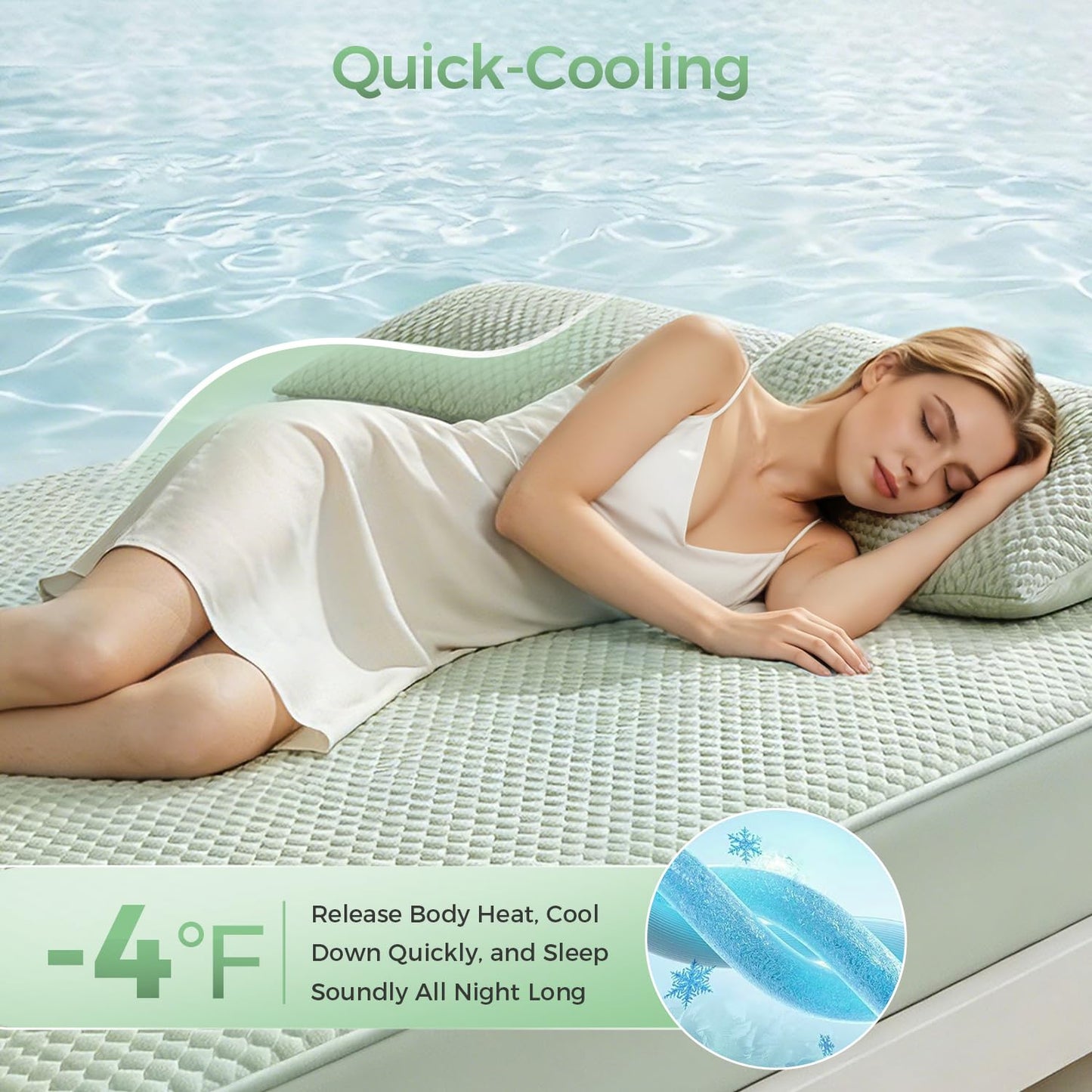 Tokokimo Cooling Mattress Protector - King Size Cooling Waterproof Mattress Protector, 3D Air Fabric Cooling Breathable Mattress Protector, Cooling Mattress Cover for 8"-16" Deep Pocket