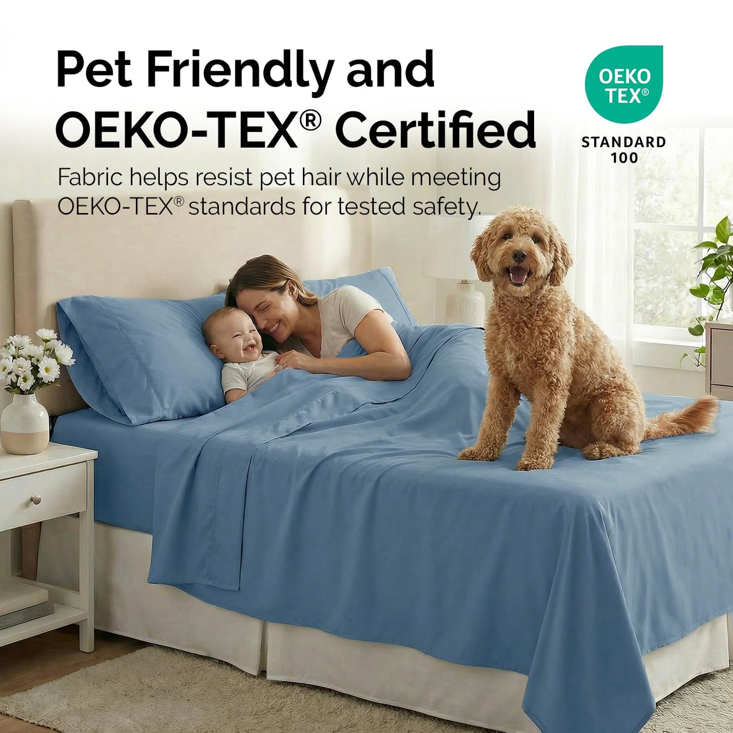 Southshore Fine Living, Inc. 6 Piece, 21 Inch King Size Sheets Set Deep Pockets - Wrinkle Resistant Bedding, Extra Deep Pocket King Sheet Set 78"x80" Hotel Style Breathable Microfiber - Coronet Blue