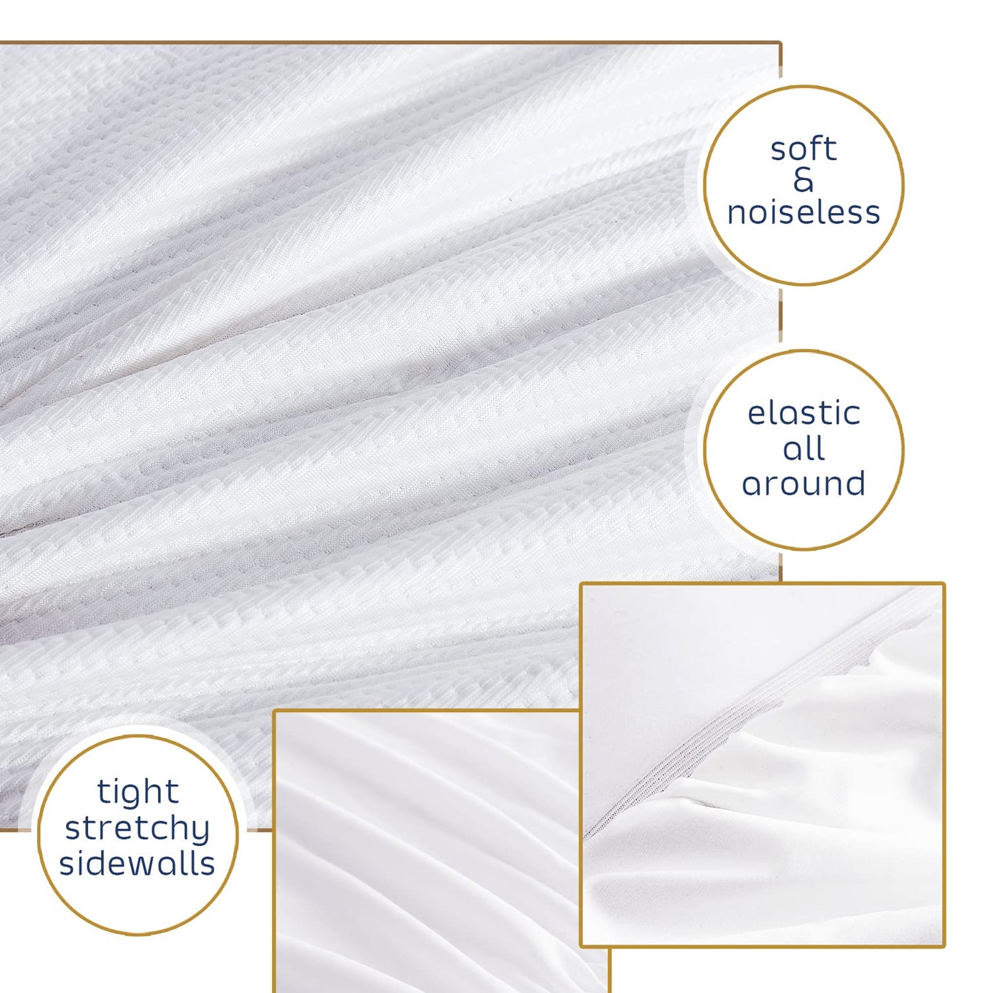 Nestl Waterproof Mattress Protector, Washable Mattress Cover, Fitted Mattress Pad with 17" Deep Pocket (Queen)