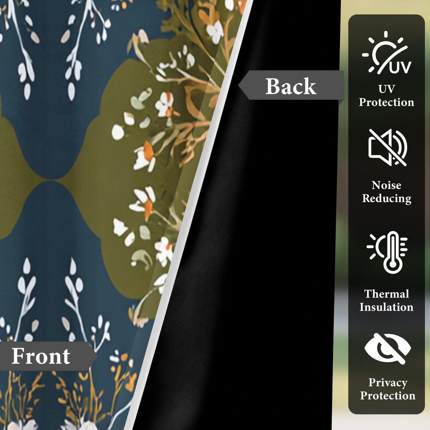 Vintage Floral Blackout Curtains for Bedroom 63 inch Long
