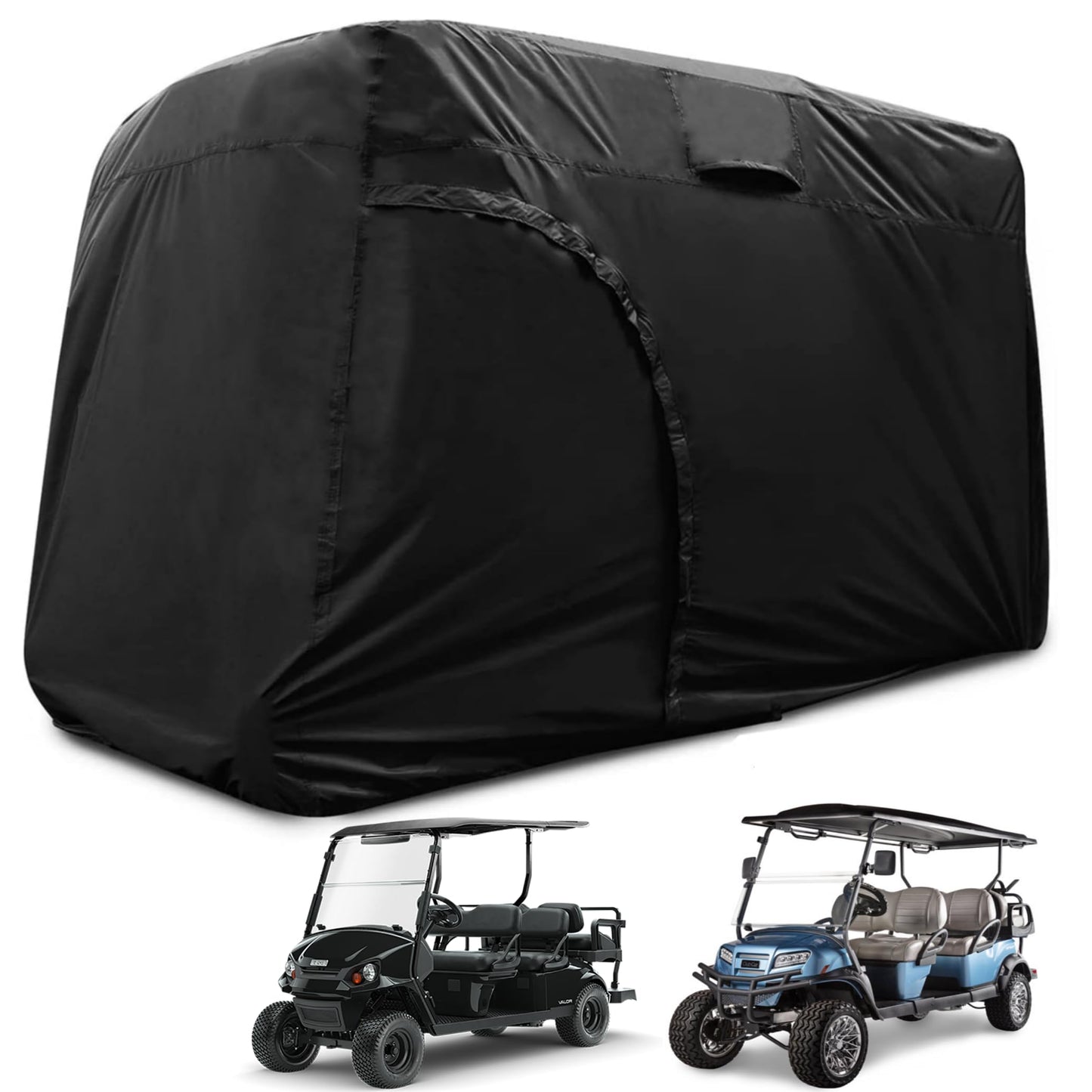Joymo Golf Cart Cover 6 Passenger, Golf Cart Rain Cover Heavy-Duty All Weather Protection Covers for EZ GO Golf Cart Accessories, Outdoor Club Car Seat Covers Winter Summer(144" L x 54" W x 76" H)