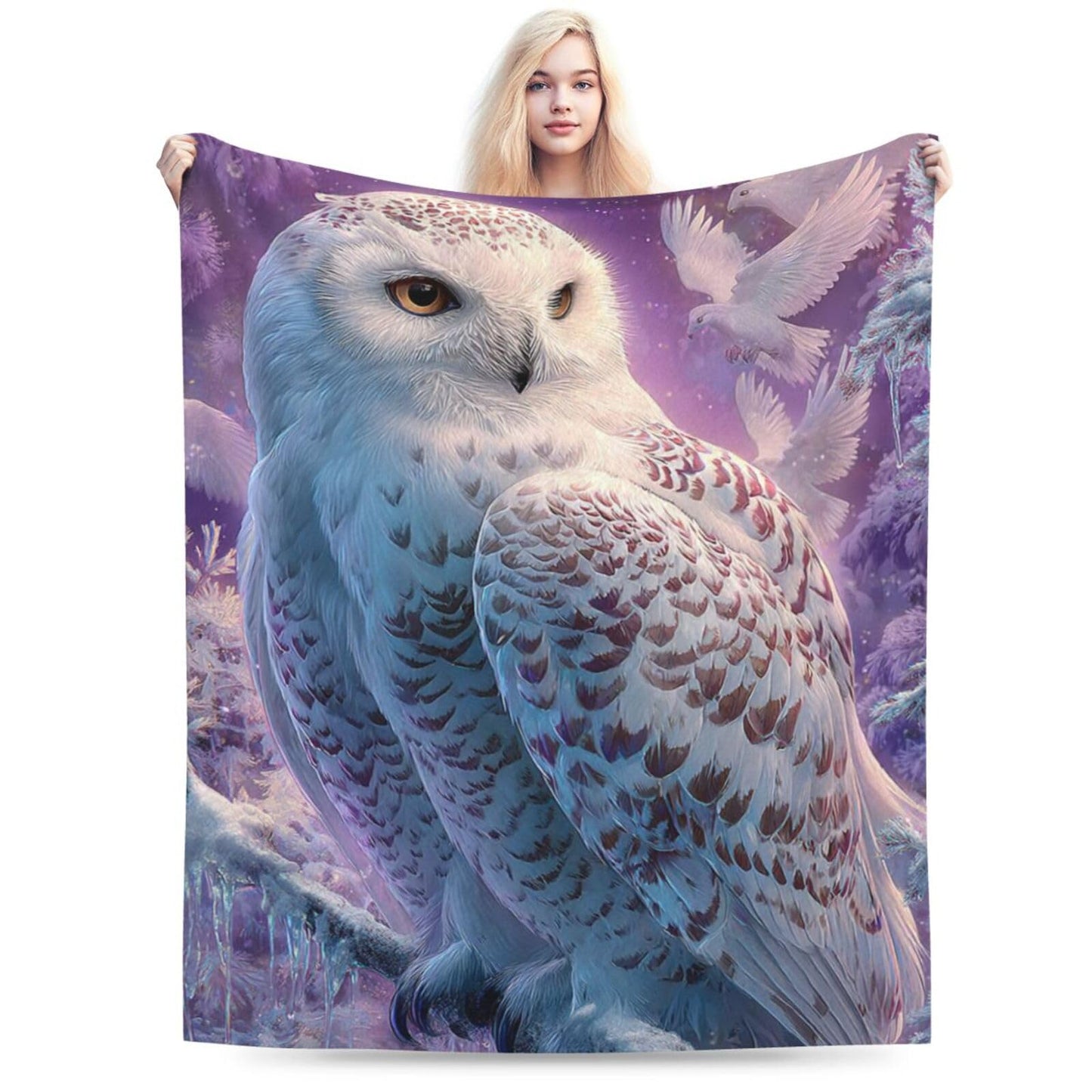 Owl Blanket Inspiring Owls Animal Blankets Fleece Plush Flannel Super Soft Cozy Fuzzy Warm Lightweight Stuff Owl Decor Gifts for Boys Girls Kids Adults Men Women 40" x 50"