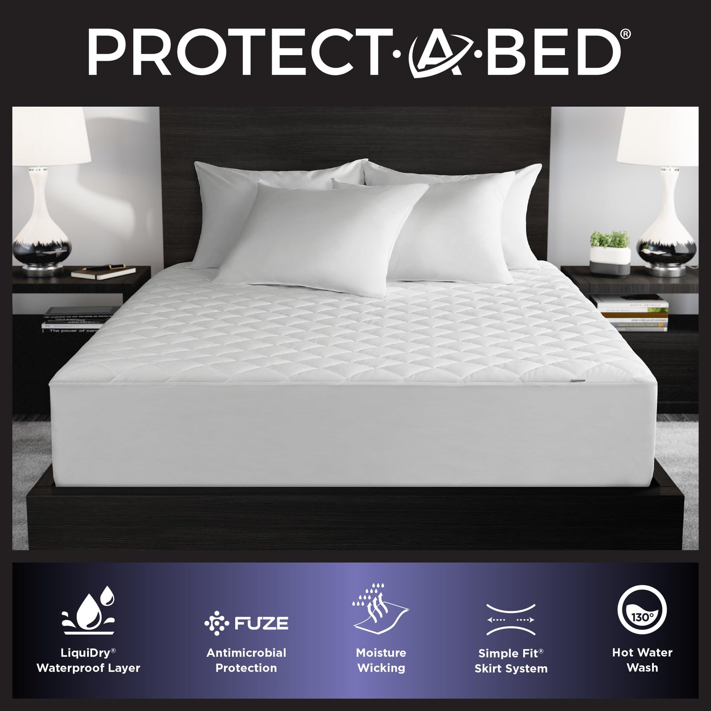 Protect-A-Bed Essential Mattress Pad Queen, 100% Waterproof, Dust Mite Barrier Mattress Pad, Breathable & Quiet, Antimicrobial, Fits 11"-18" Mattresses