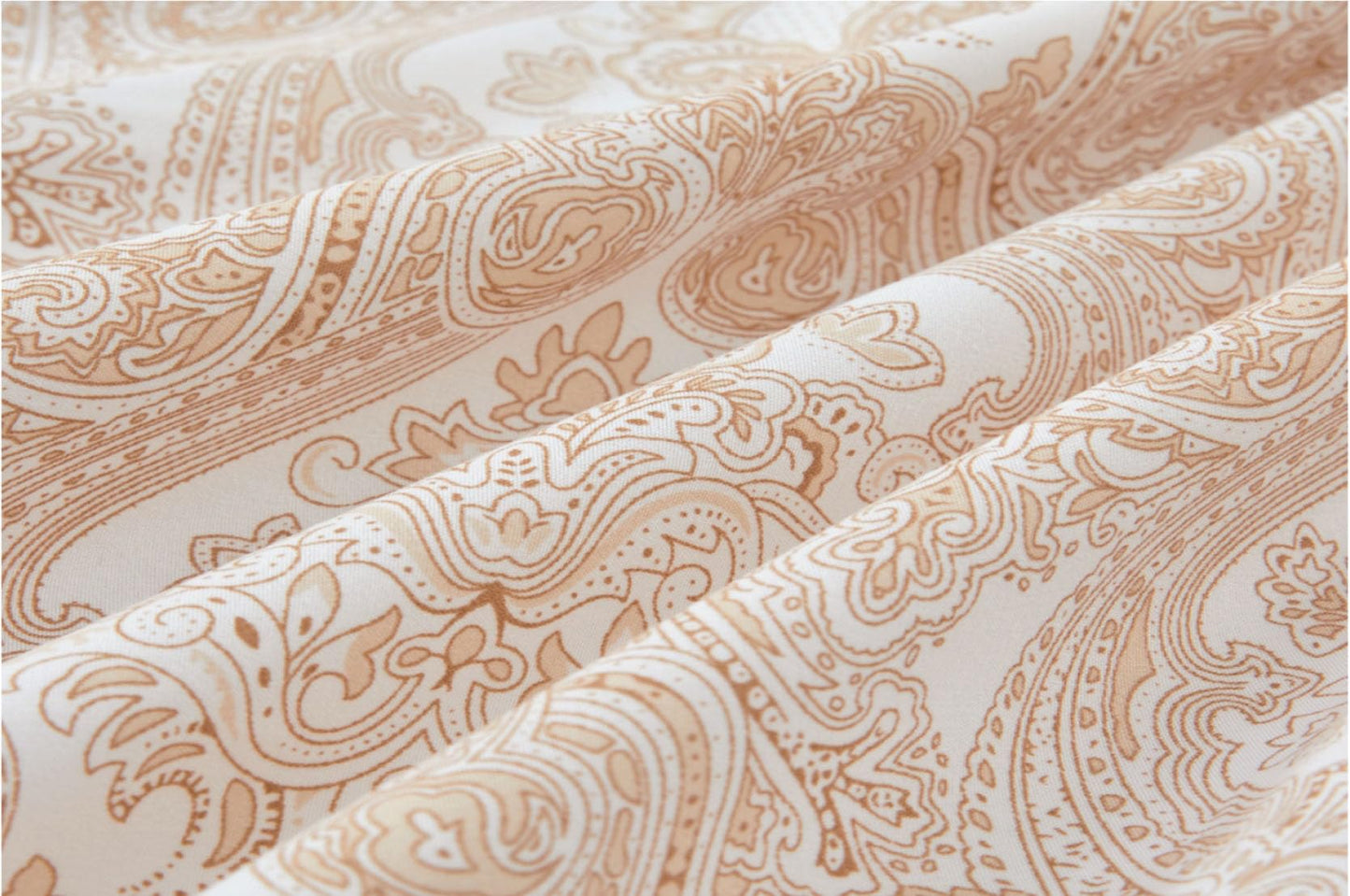 Spirit Linen home 6-Piece Queen Size Bed Sheet Set - Deep Pocket, Paisley Pattern, Soft and Breathable Bed Sheets, Microfiber Material, Includes 1 Fitted, 1 Flat, 4 Pillowcases - Taupe Paisley Design