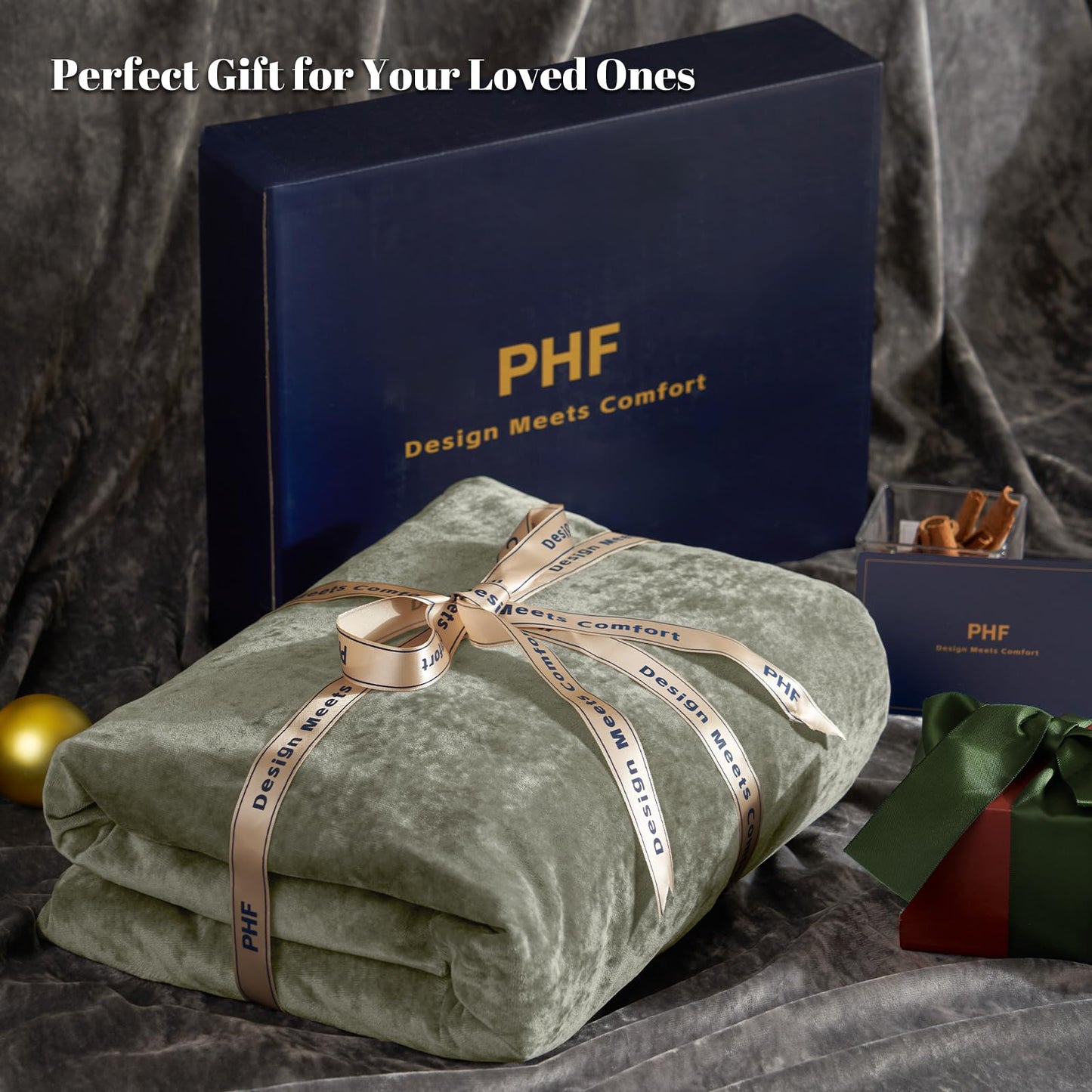 PHF Truly Velvet Fitted Sheet Only Queen Size, Luxury Super Soft Cozy Fuzzy Fleece Bottom Sheet, Deep Pocket Up to 16",Suitable for Fall Winter Spring, No Pillowcases, Smokey Olive