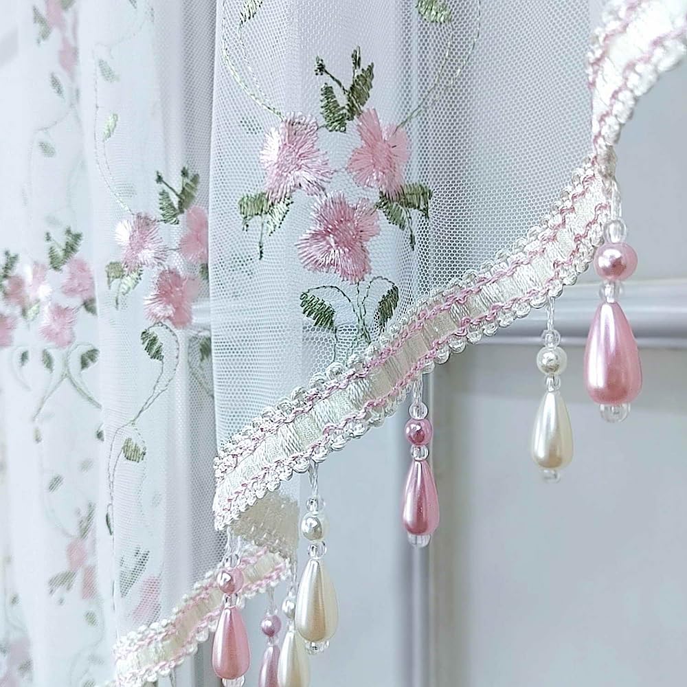 1PC Victorian Style Floral Sheer Swag Curtain Valance for Arched Door
